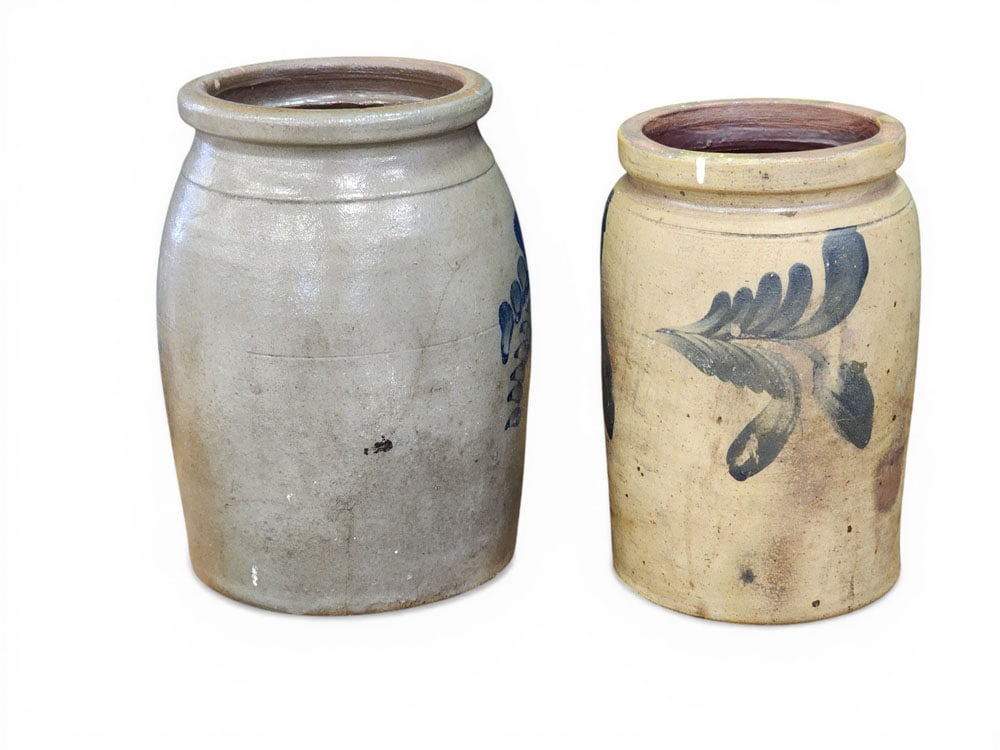 TWO DECORATED STONEWARE JARS - 3
