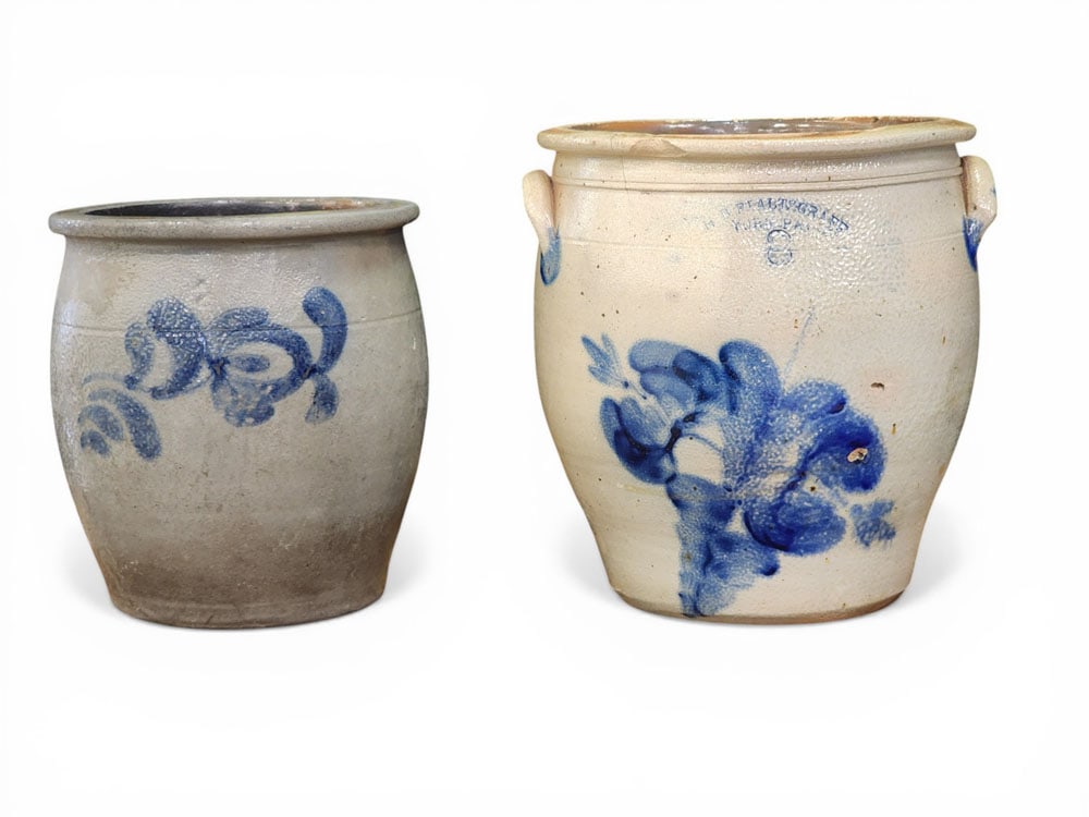 TWO DECORATED STONEWARE JARS (1 of 6)