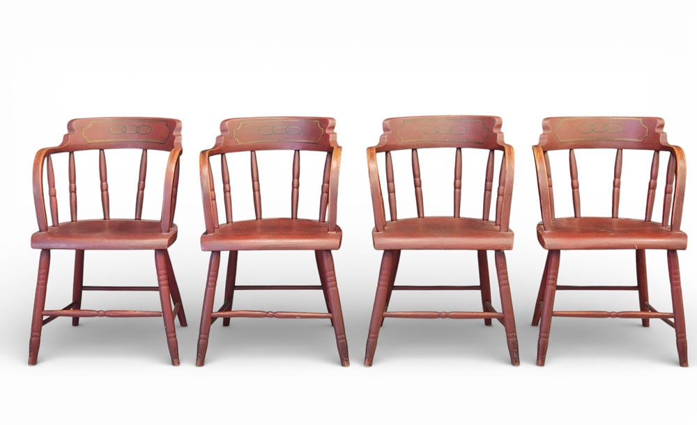 SET OF 4 ODD FELLOWS WINDSOR CHAIRS (1 of 6)