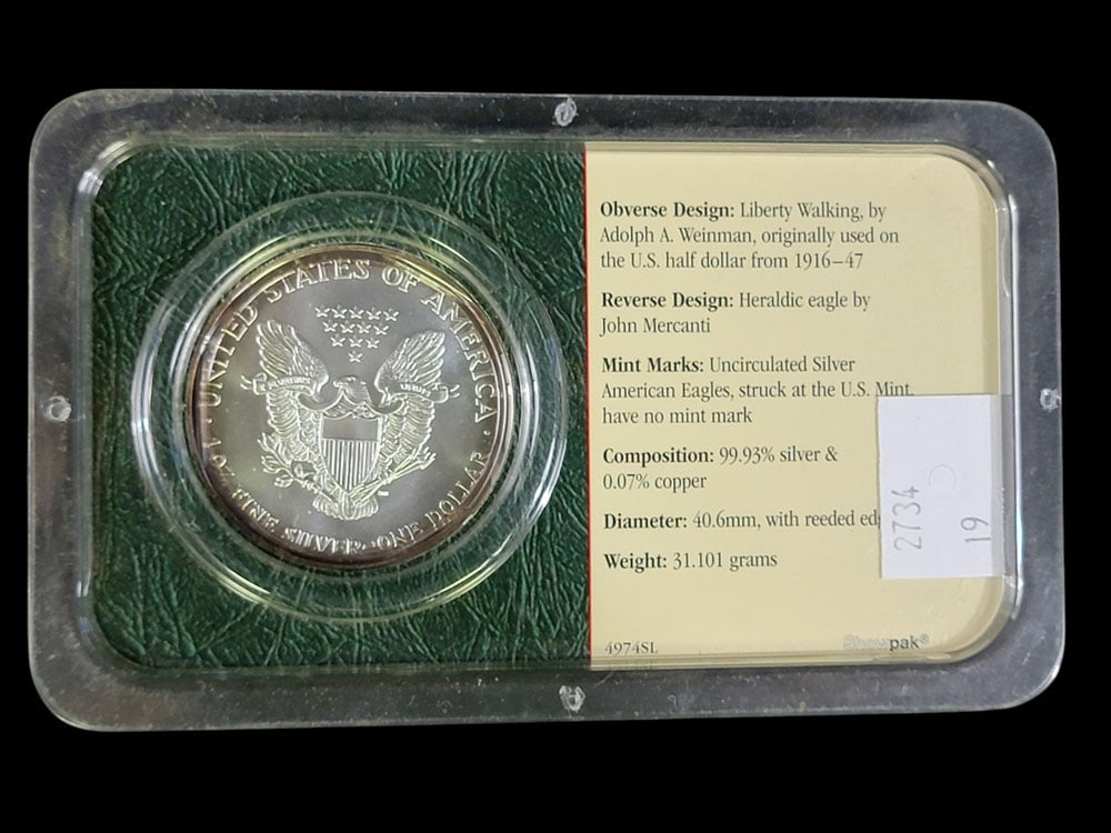 3 "FINE" SILVER EAGLE DOLLARS - 6