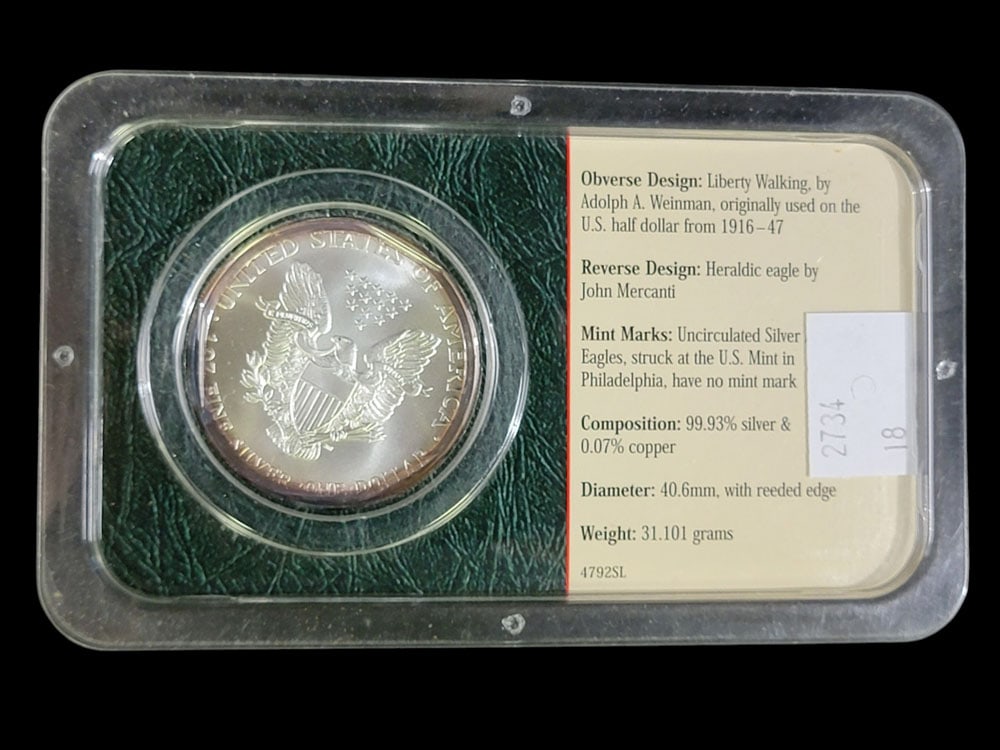 3 "FINE" SILVER EAGLE DOLLARS - 8