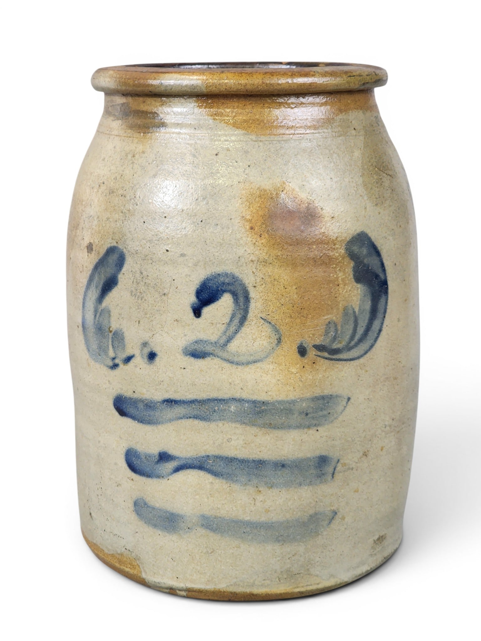 COBALT DECORATED STONEWARE JAR (1 of 5)