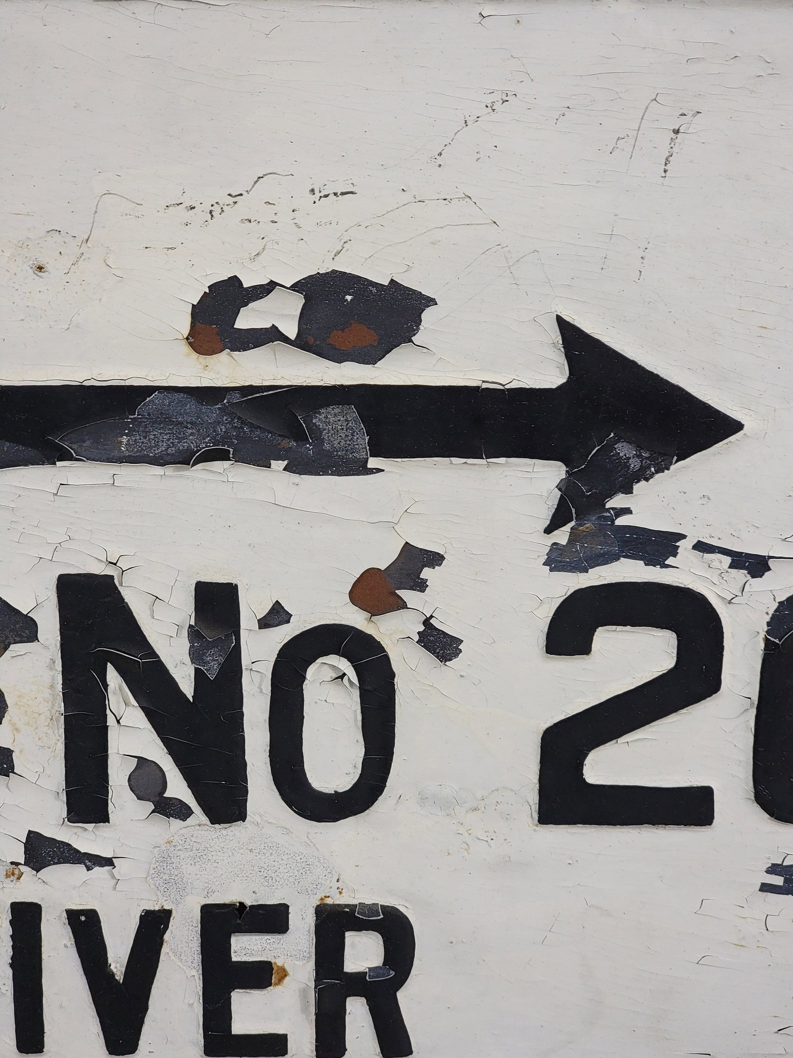 OHIO RIVER LOCK SIGN: 20th century. Stamped and painted metal sign: "U.S. LOCK NO 20 OHIO RIVER ABUTMENT." Mounted to a board, 19" high, 34" wide. Lock 20 is officially the Belleville Lock and Dam, located at Reedsville,
