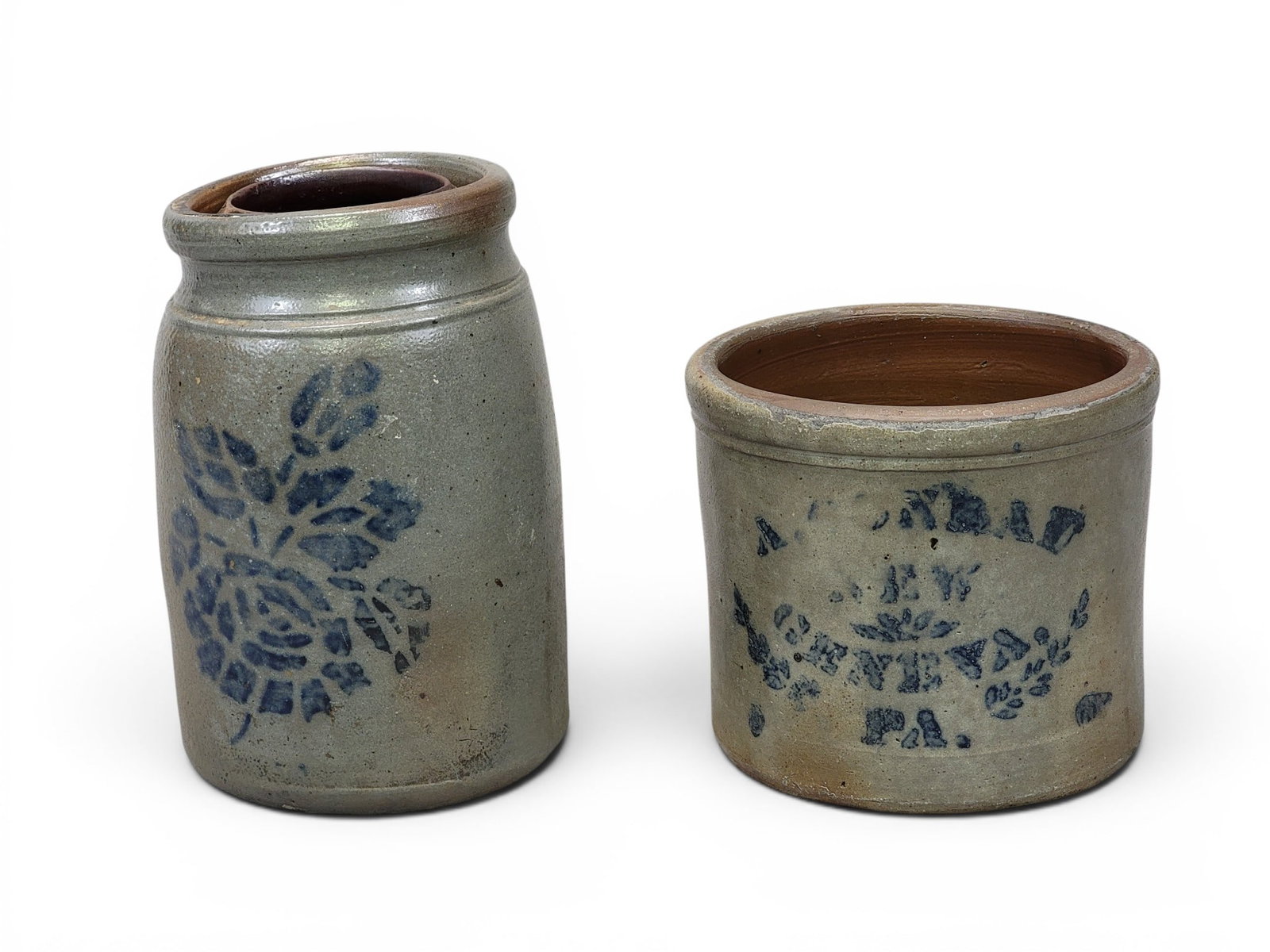 DECORATED STONEWARE CROCK AND JAR (1 of 9)