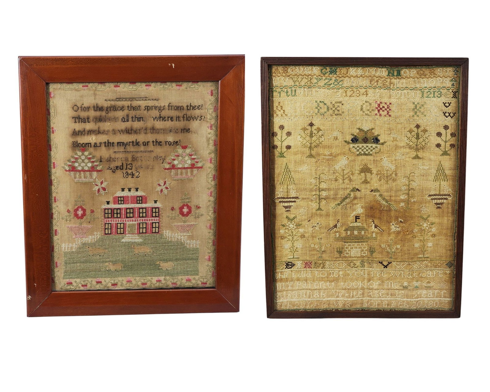 TWO NEEDLEWORK SAMPLERS (1 of 9)