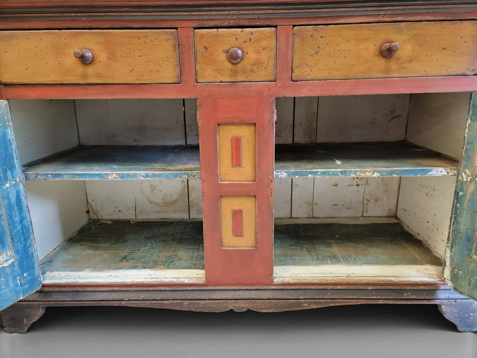 PAINTED STEP-BACK CUPBOARD - 7