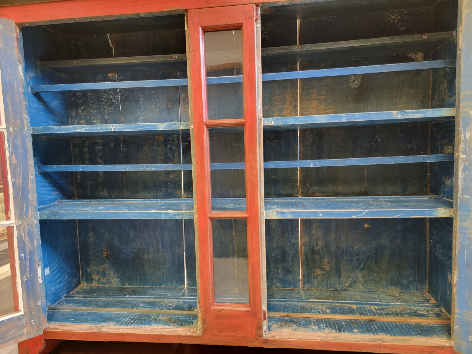 PAINTED STEP-BACK CUPBOARD - 8