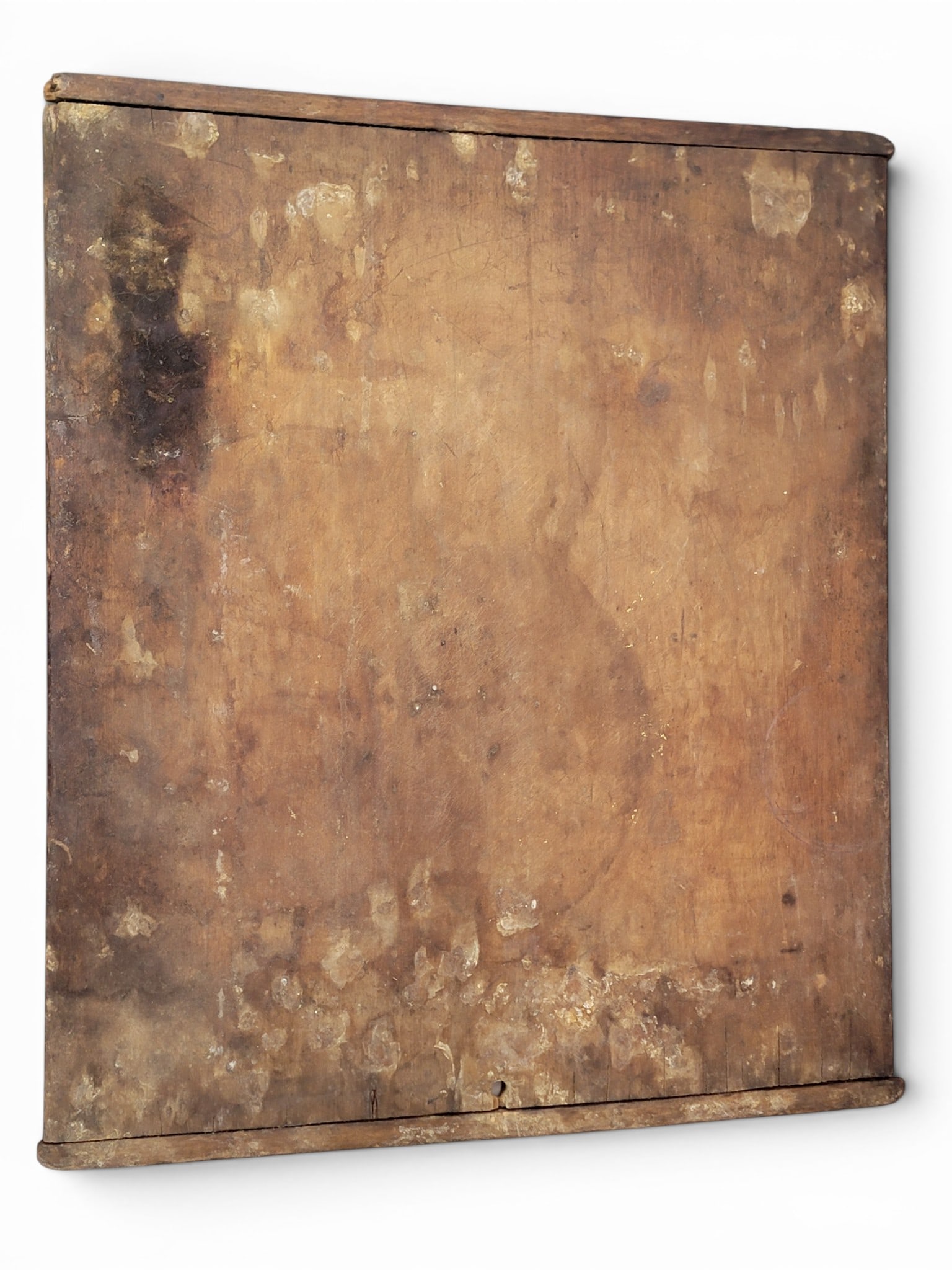 DECORATED GAMEBOARD: American, late 19th-20th century, poplar. An early breadboard-end cutting board later converted to a gameboard. 21.5" by 18.25". Provenance: Collection of Bob and Maxine Edwards, New Philadelphia,