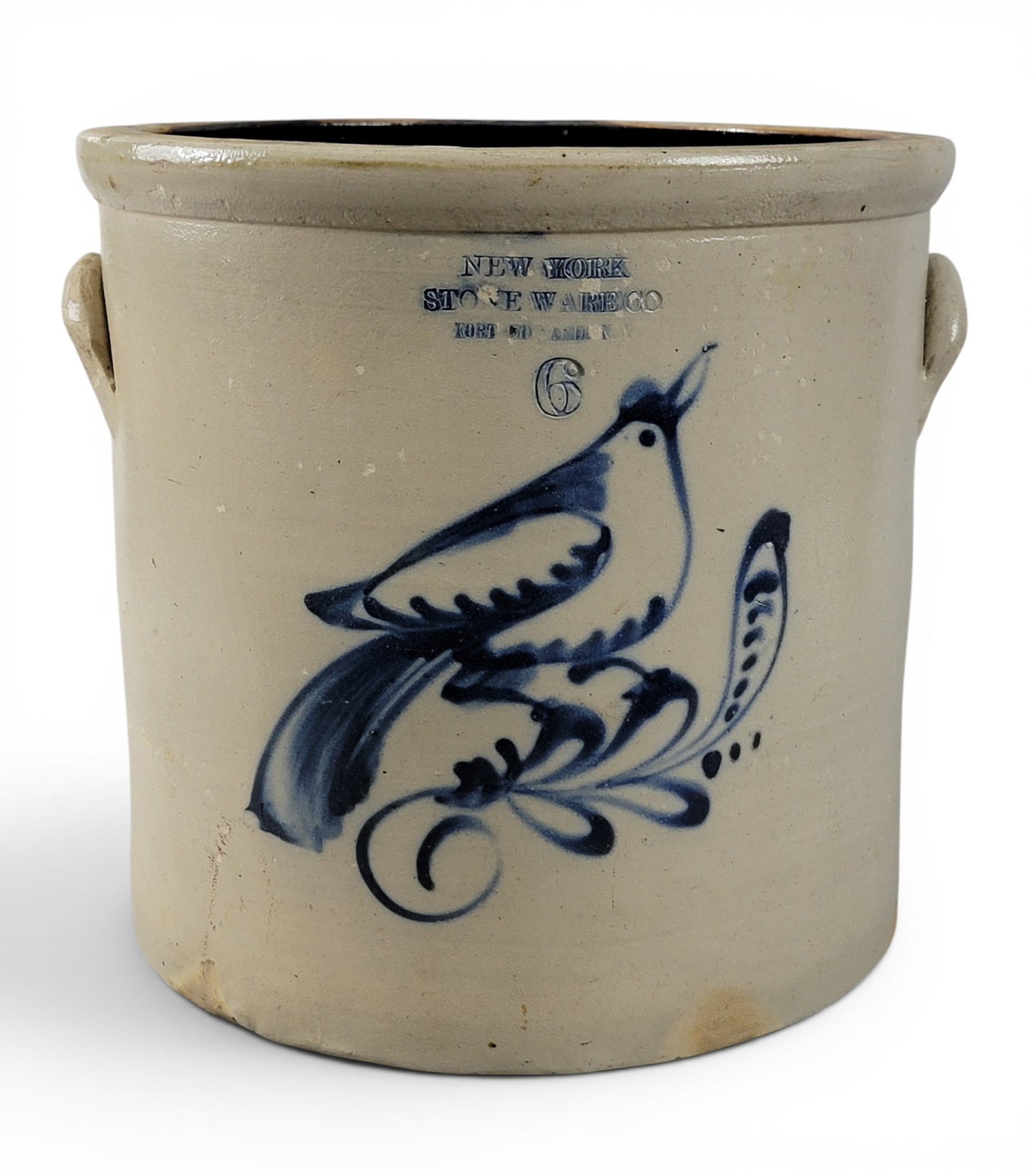 NEW YORK STONEWARE CROCK WITH BIRD (1 of 7)