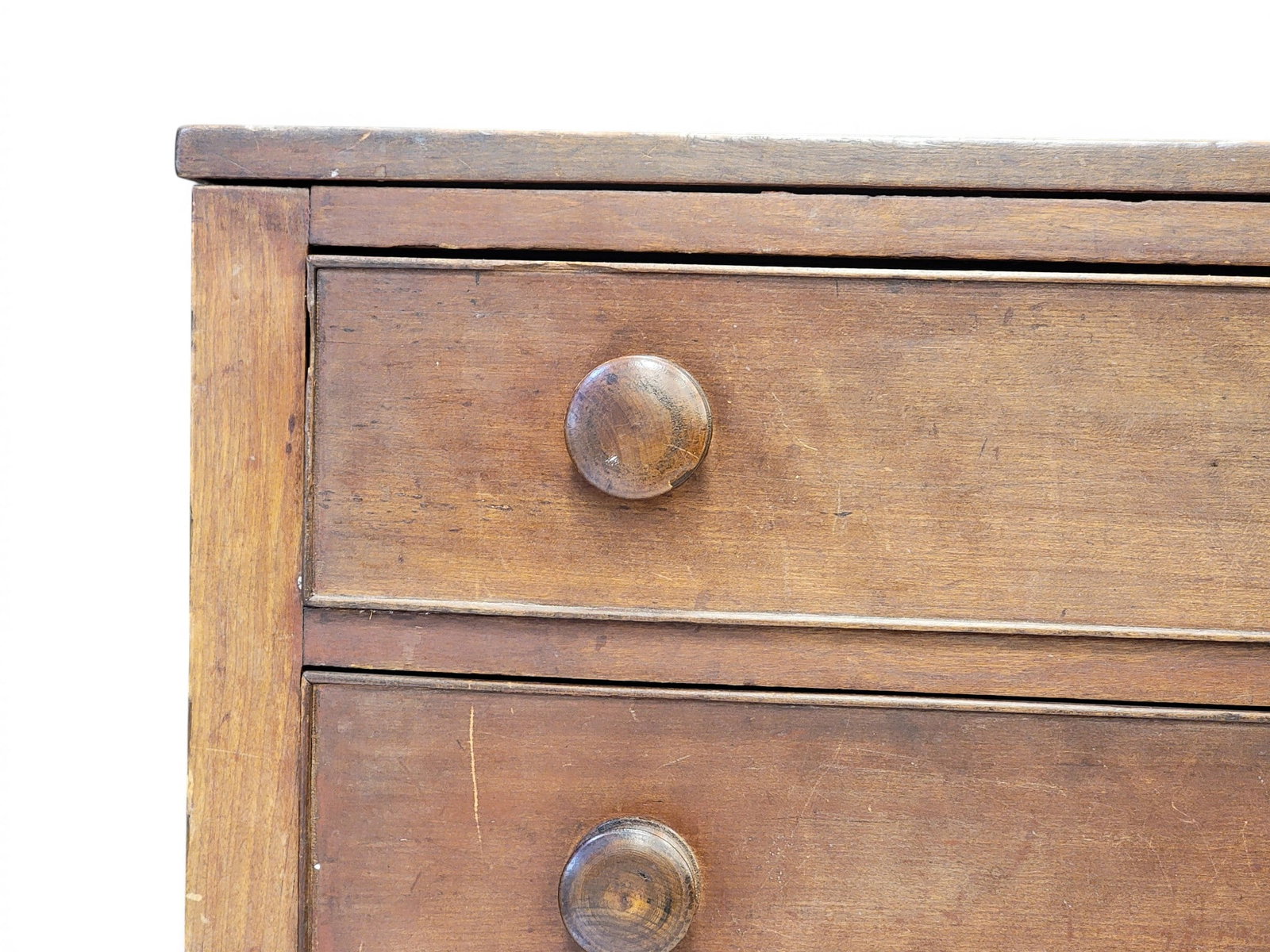 SHERATON CHEST OF DRAWERS: American, 1815-1830, cherry and poplar. Four cockbeaded drawers and turned legs. 37.75" high, 39.75" wide, 19" deep. Provenance: a Pennsylvania collection. NOTE: We are happy to answer questions and t