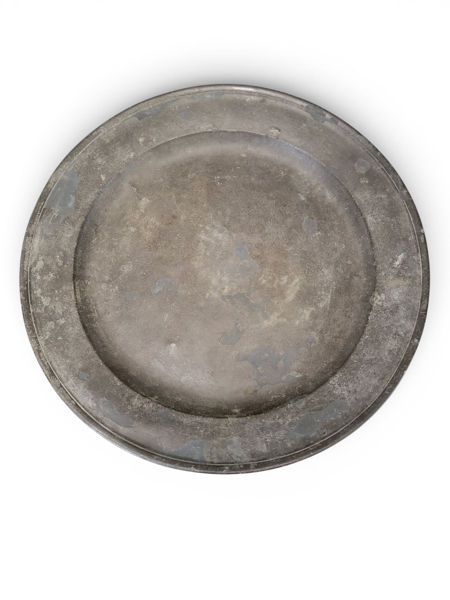 THREE PEWTER CHARGERS - 2