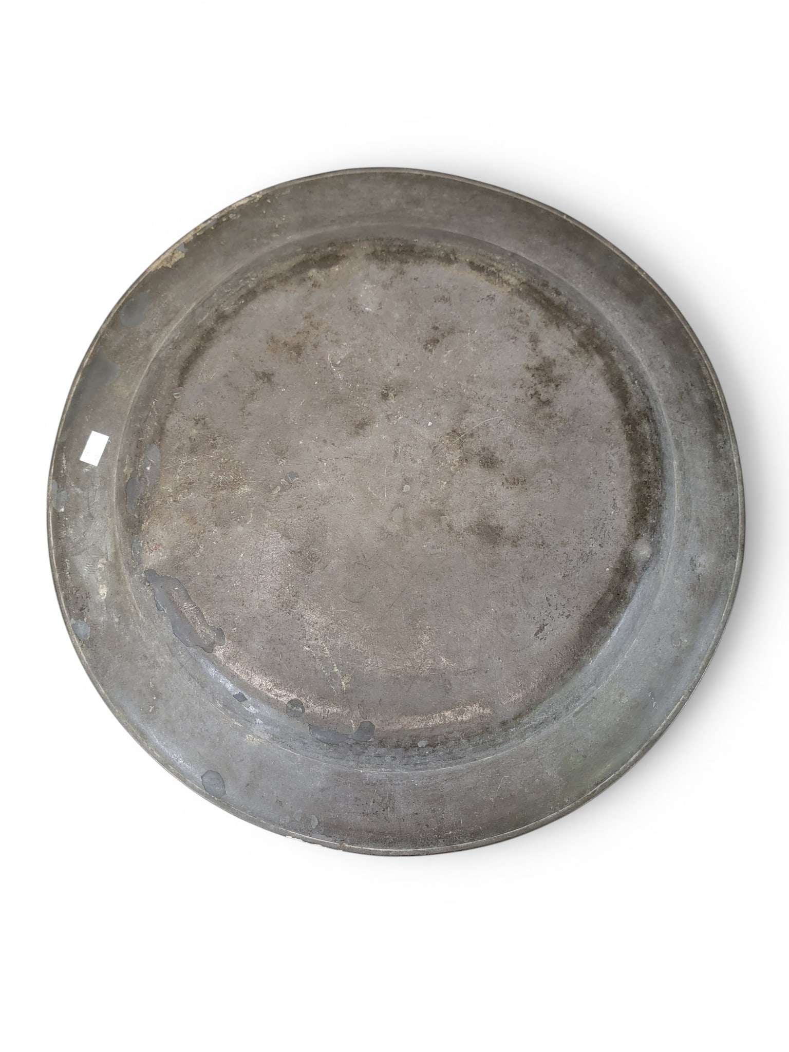 THREE PEWTER CHARGERS - 3