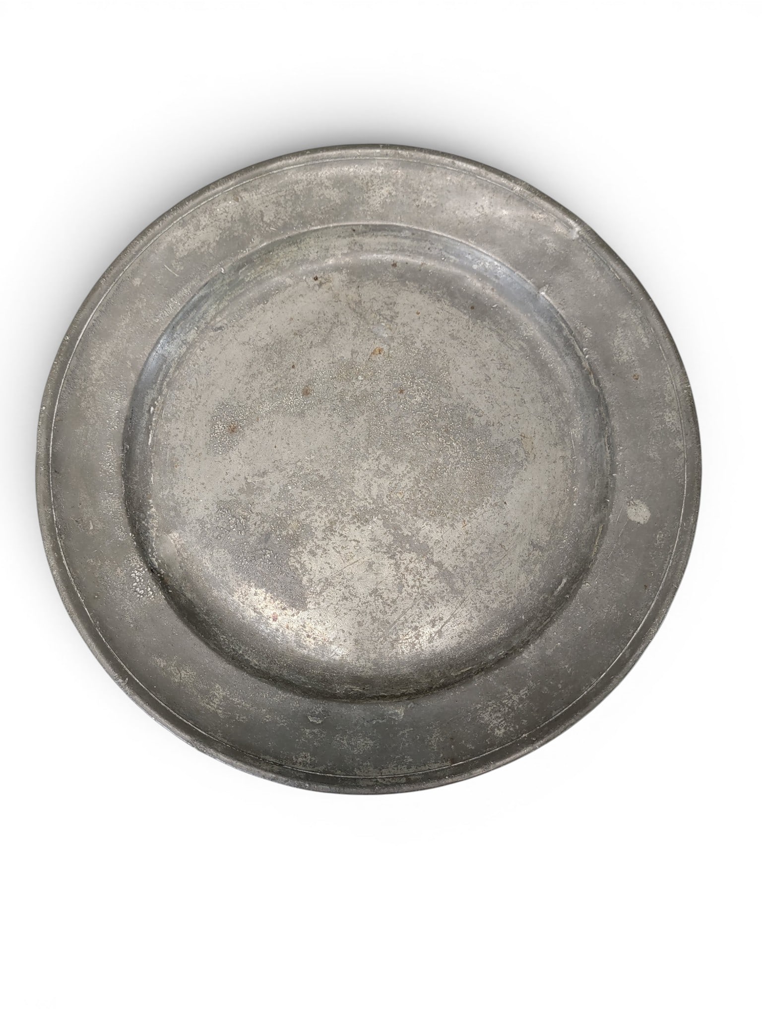 THREE PEWTER CHARGERS - 4