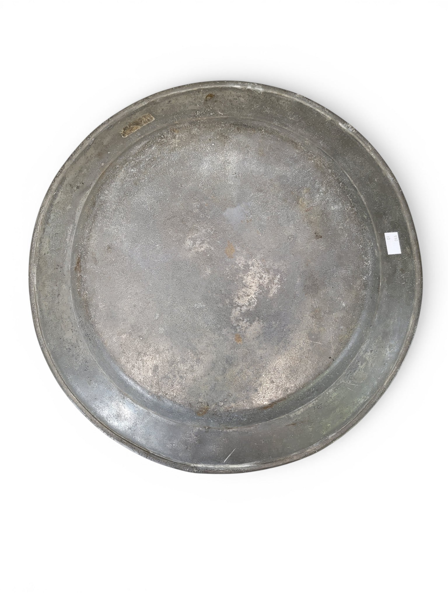 THREE PEWTER CHARGERS - 5