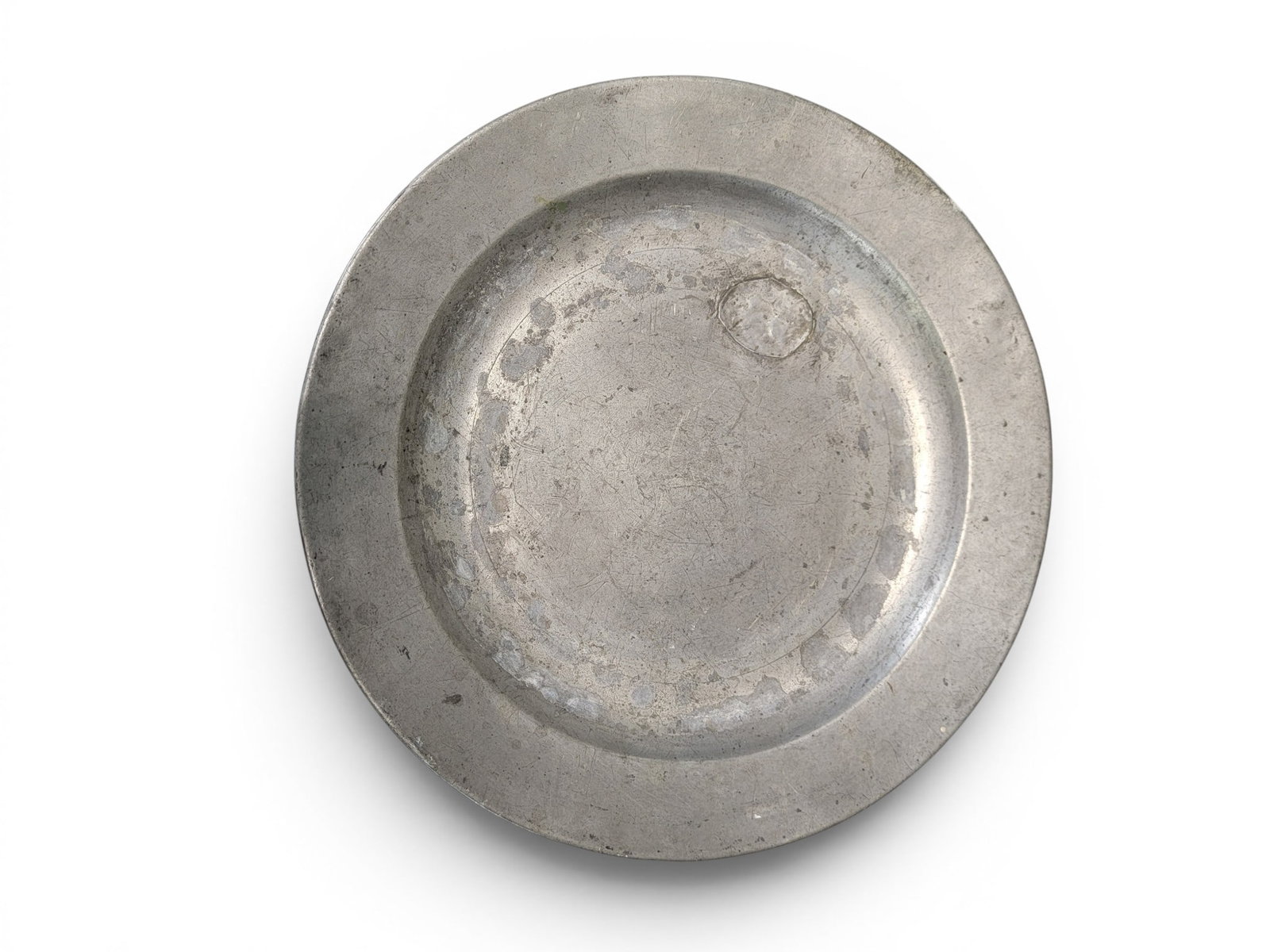THREE PEWTER CHARGERS - 6