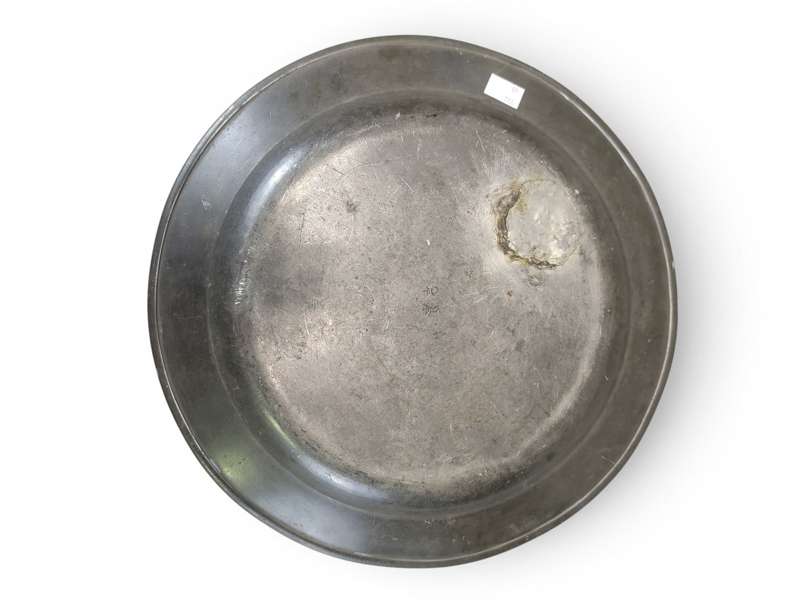 THREE PEWTER CHARGERS - 7