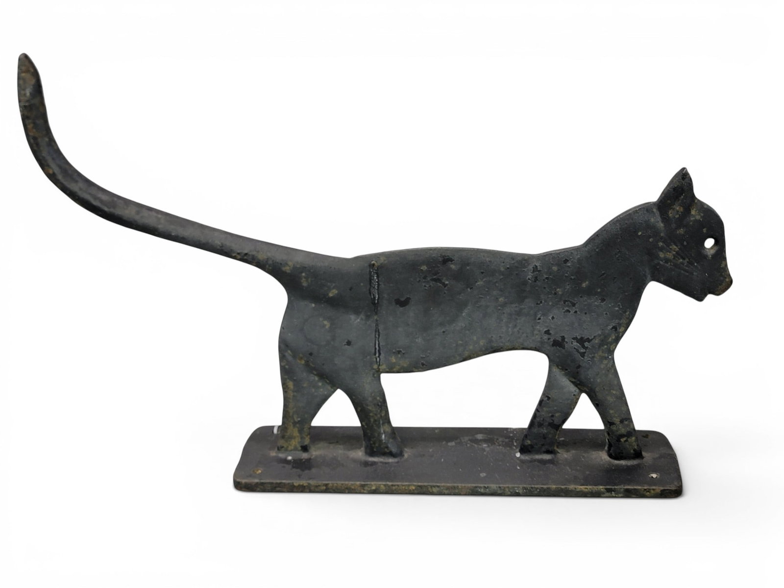 THREE CAST IRON ITEMS: American, late 19th-early 20th century. Includes a dog nutcracker, 12" long; together with two boot scrapers, one of which is in the form of a cat, 17.75" long. Provenance: a southeast Ohio family.