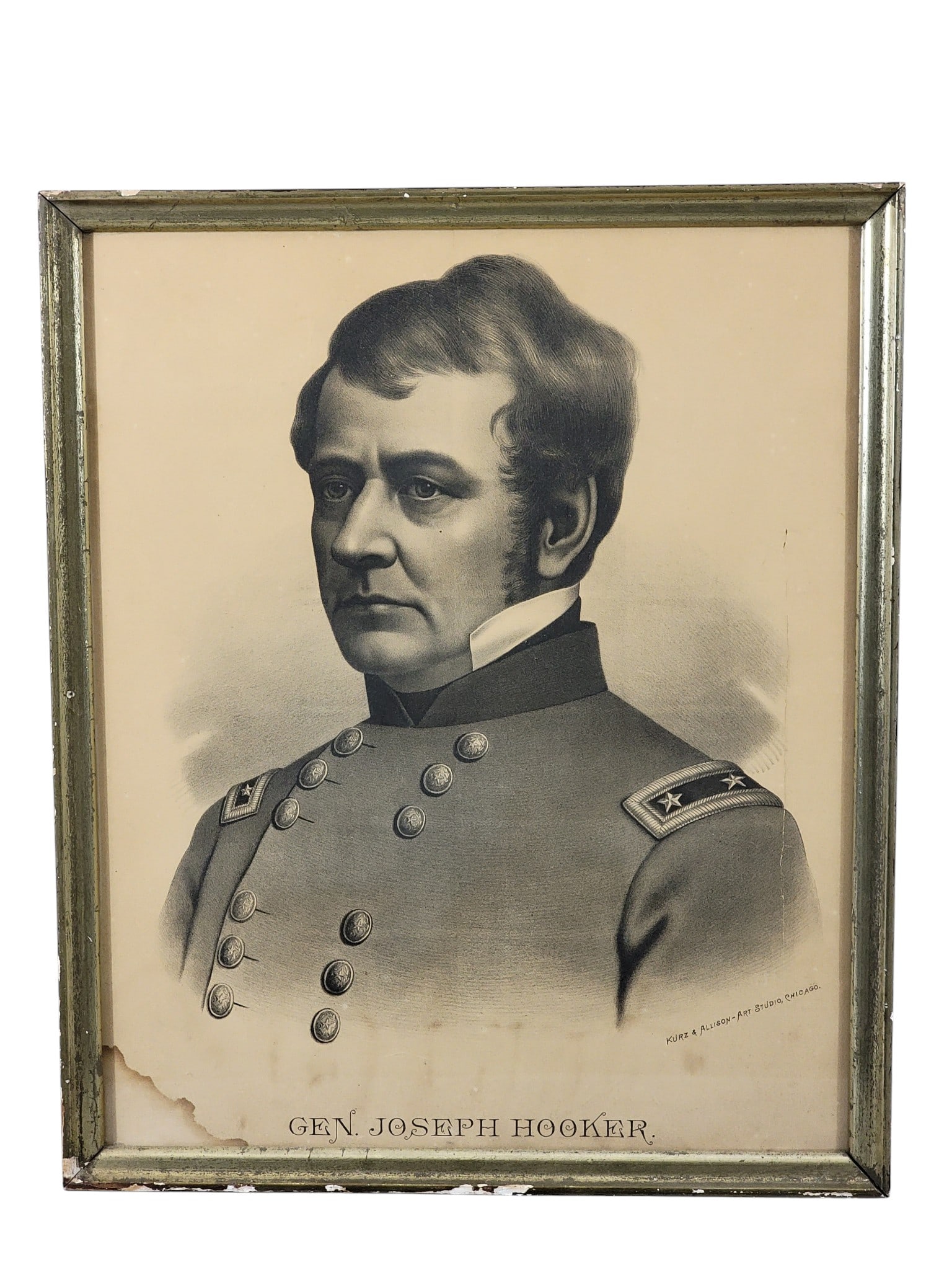 COLLECTION OF CIVIL WAR PRINTS: Period prints include Kurz and Allison General Joseph Hooker and Stonewall Jackson sheet music cover; together with later prints, including Jackson, battle scene, and Lee and His Generals. All framed.