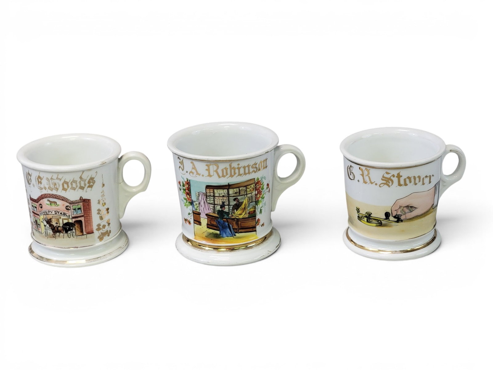 THREE OCCUPATIONAL SHAVING MUGS (1 of 8)