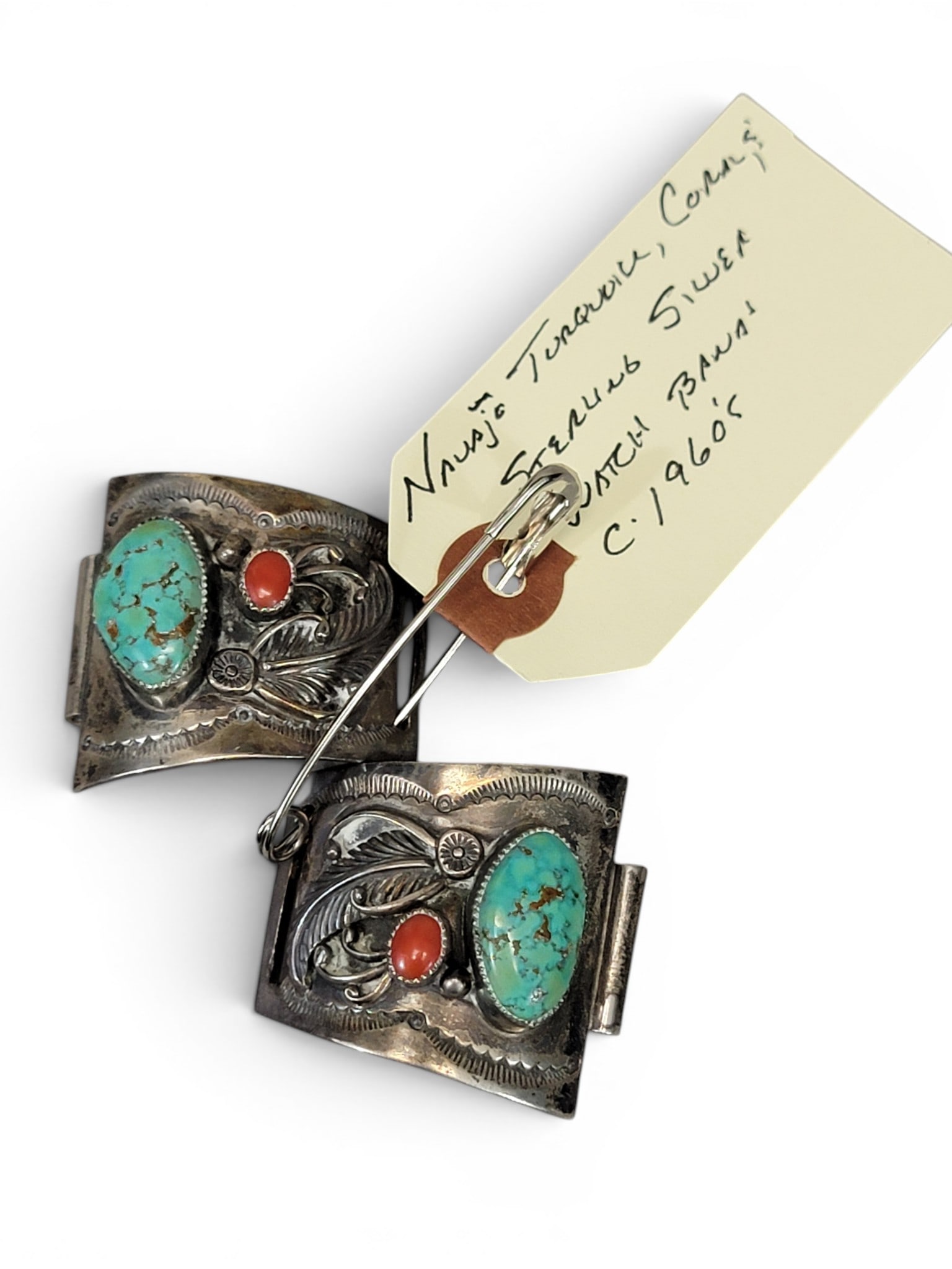 COLLECTION OF SOUTHWESTERN JEWELRY: Unmarked (probably) sterling and tuquoise. Includes a Frederick Henry Harvey, Navajo watch band, a pair of graduated ball earrings, a pair of polished turquoise earrings, and two unmatched earrings; t
