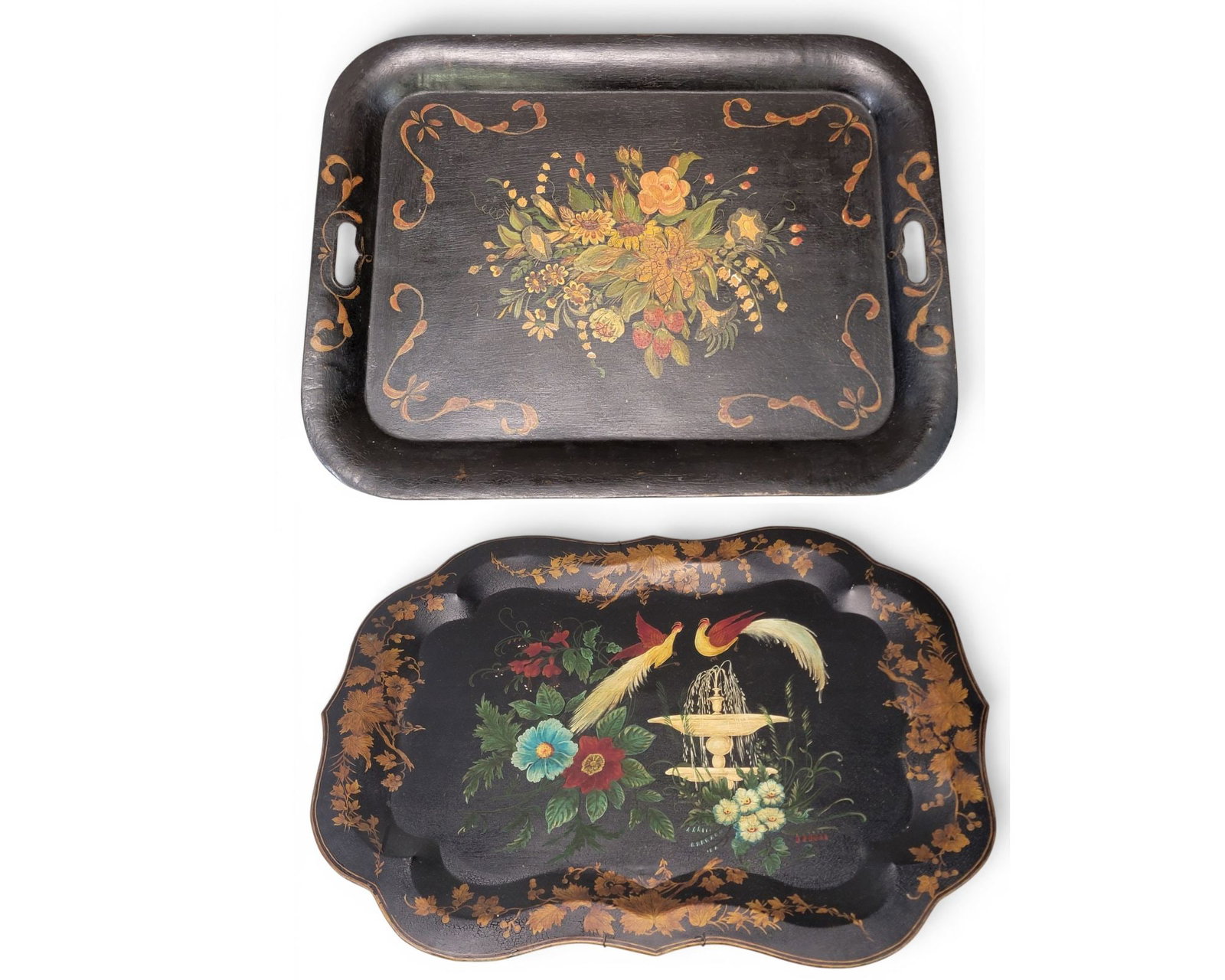 TWO TOLE-DECORATED TRAYS (1 of 5)