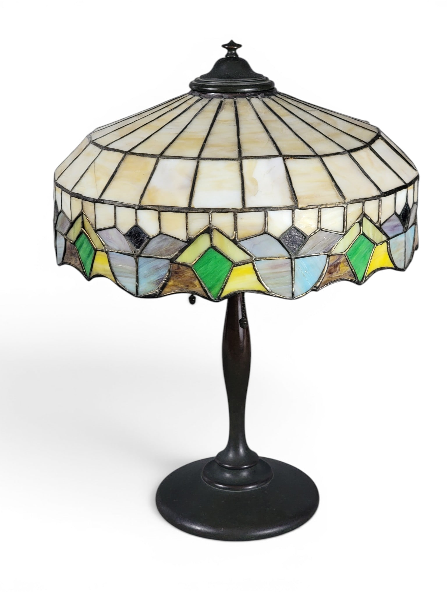 BRONZE & STAINED GLASS TABLE LAMP (1 of 8)
