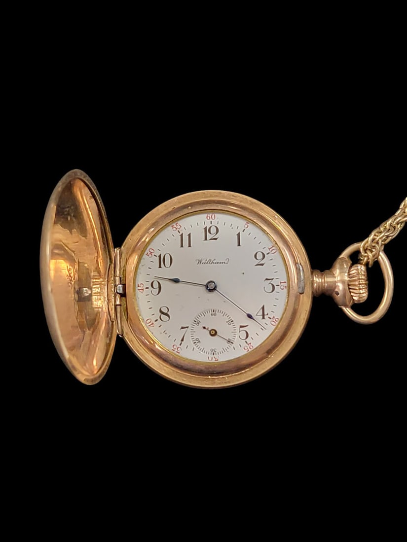 LADY'S WALTHAM POCKETWATCH: Hunting case, Seaside grade, 0s, 7/15j, s/n 9612022. In a Wadsworth tricolor gold-filled case. Provenance: a private southern collection. NOTE: We are happy to answer questions and take additional pho
