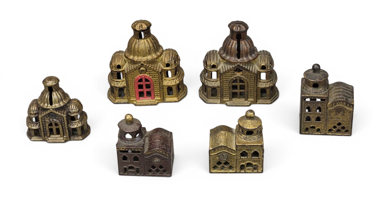 SIX CAST IRON MOSQUE BANKS (1 of 3)