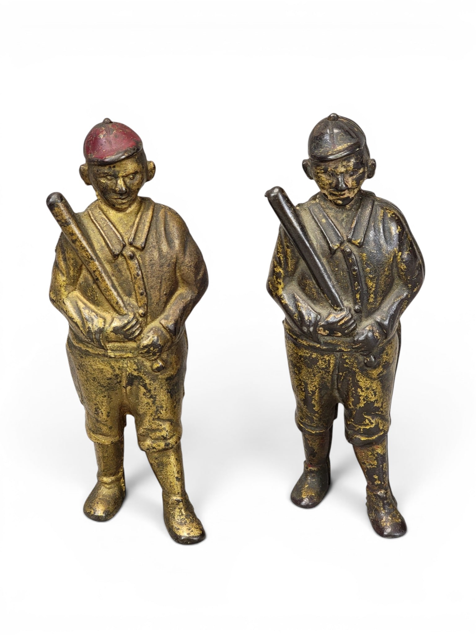 TWO CAST IRON BASEBALL PLAYER BANKS: AC Williams. Moore 18 and 19. Provenance: a northeast Ohio collection. NOTE: We are happy to answer questions and take additional photos of lots prior to the auction (the sooner submitted the better).