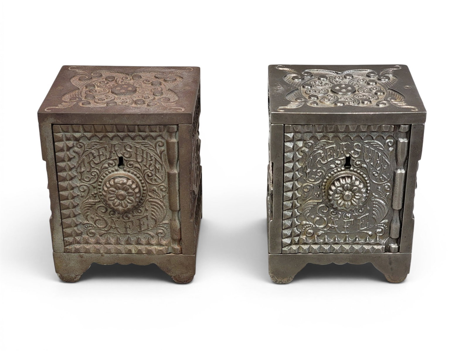 TWO CAST IRON SAFE BANKS (1 of 6)