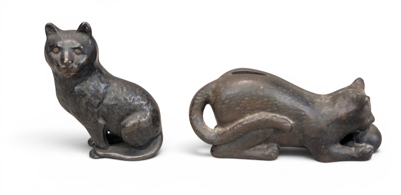 TWO CAST IRON CAT BANKS (1 of 4)