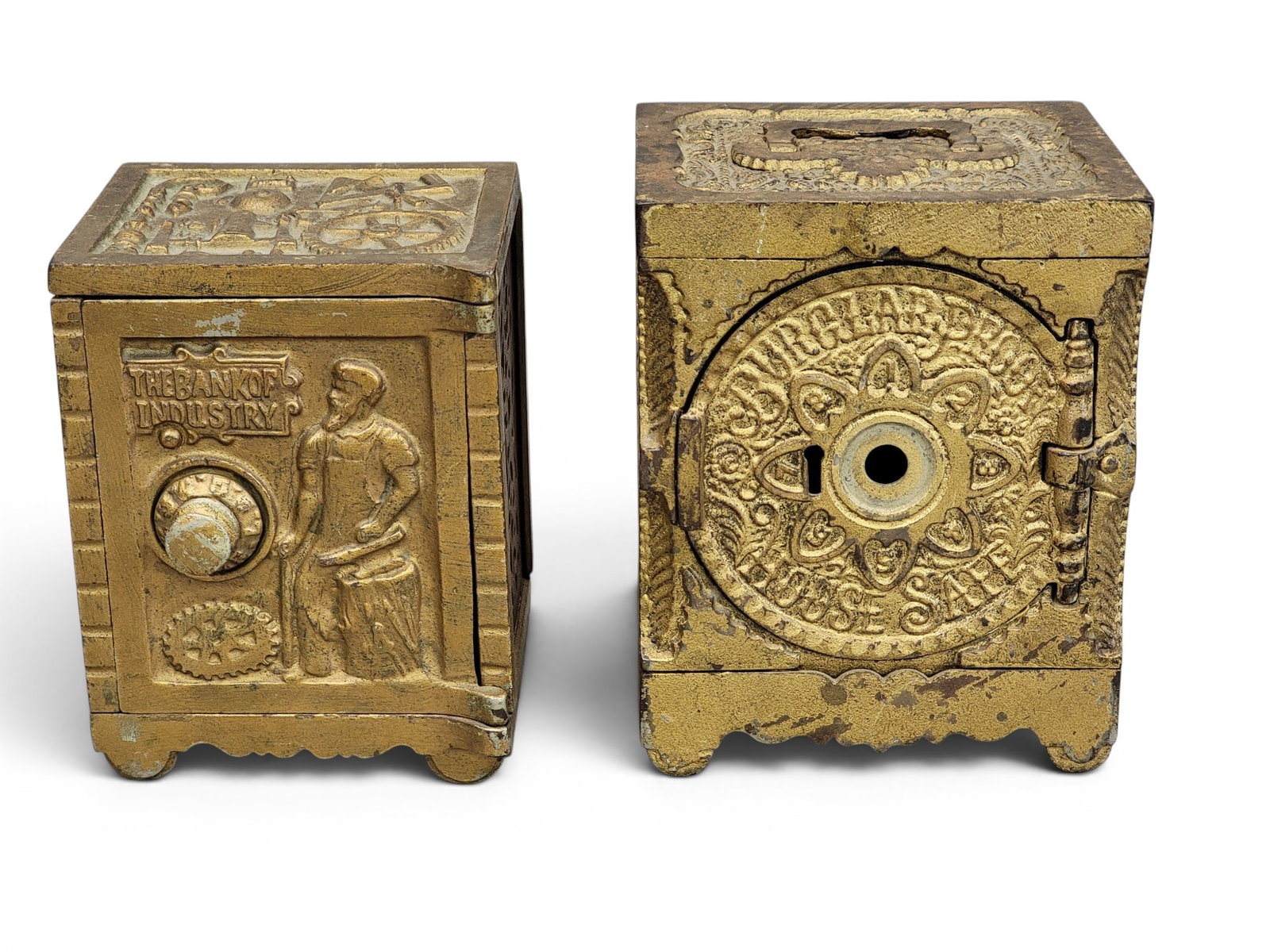 TWO CAST IRON SAFE BANKS (1 of 5)