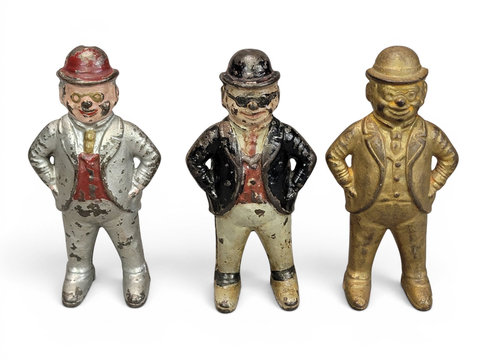 THREE CAST IRON FOXY GRANDPA BANKS (1 of 2)