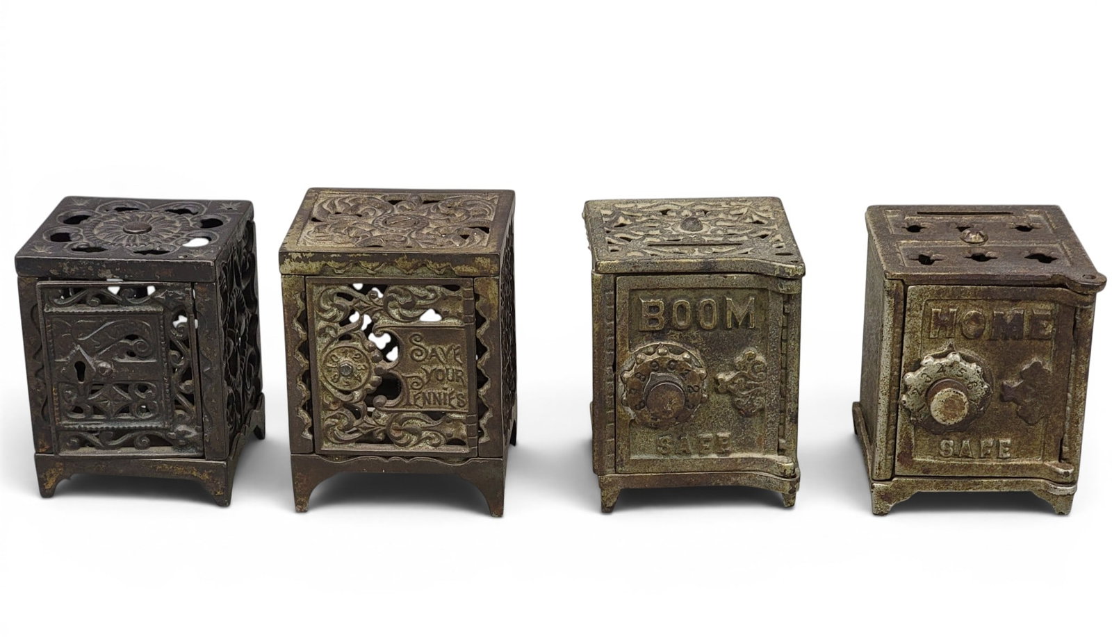 FOUR CAST IRON SAFE BANKS (1 of 7)