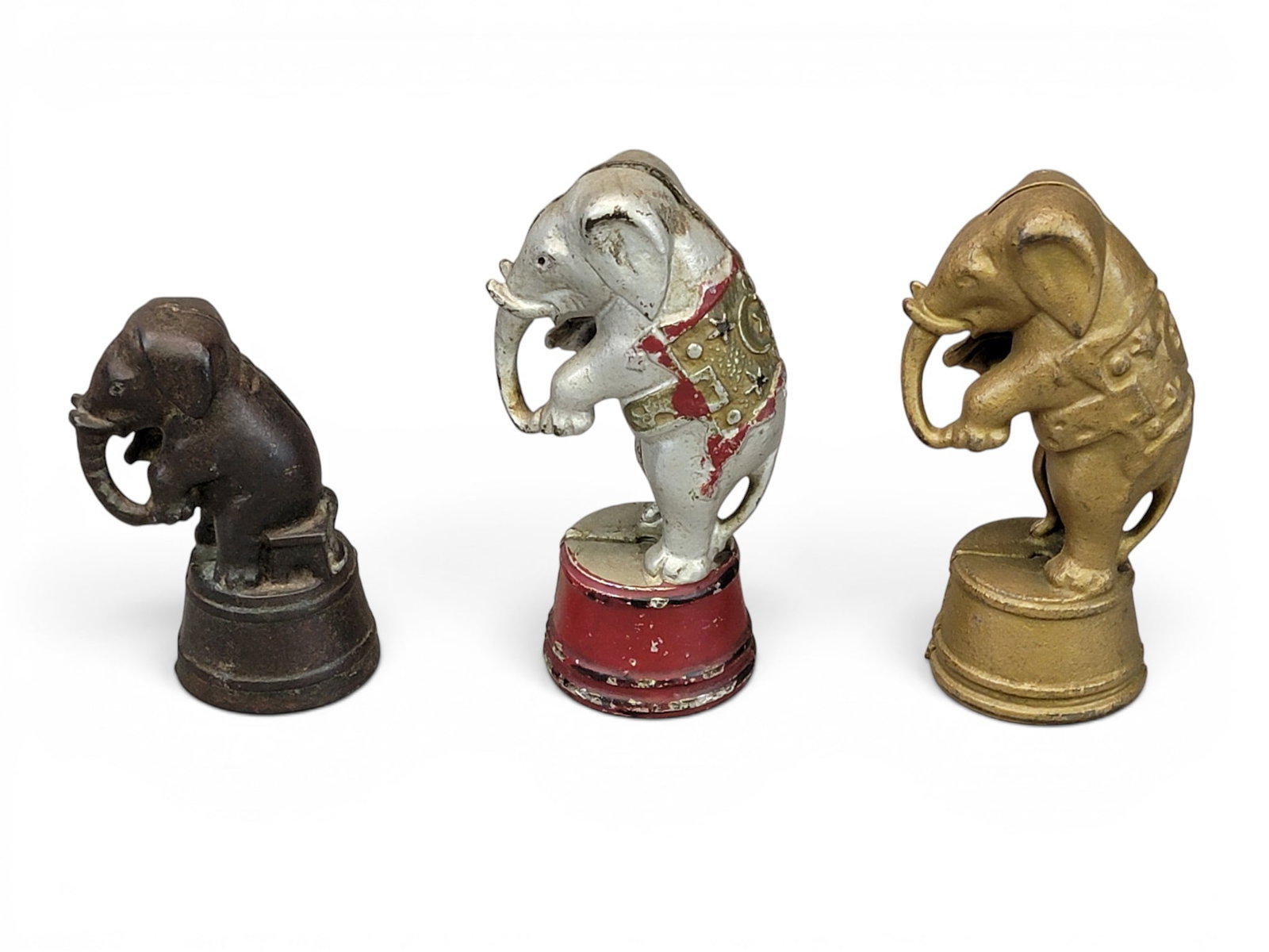 THREE CAST IRON ELEPHANT BANKS (1 of 2)
