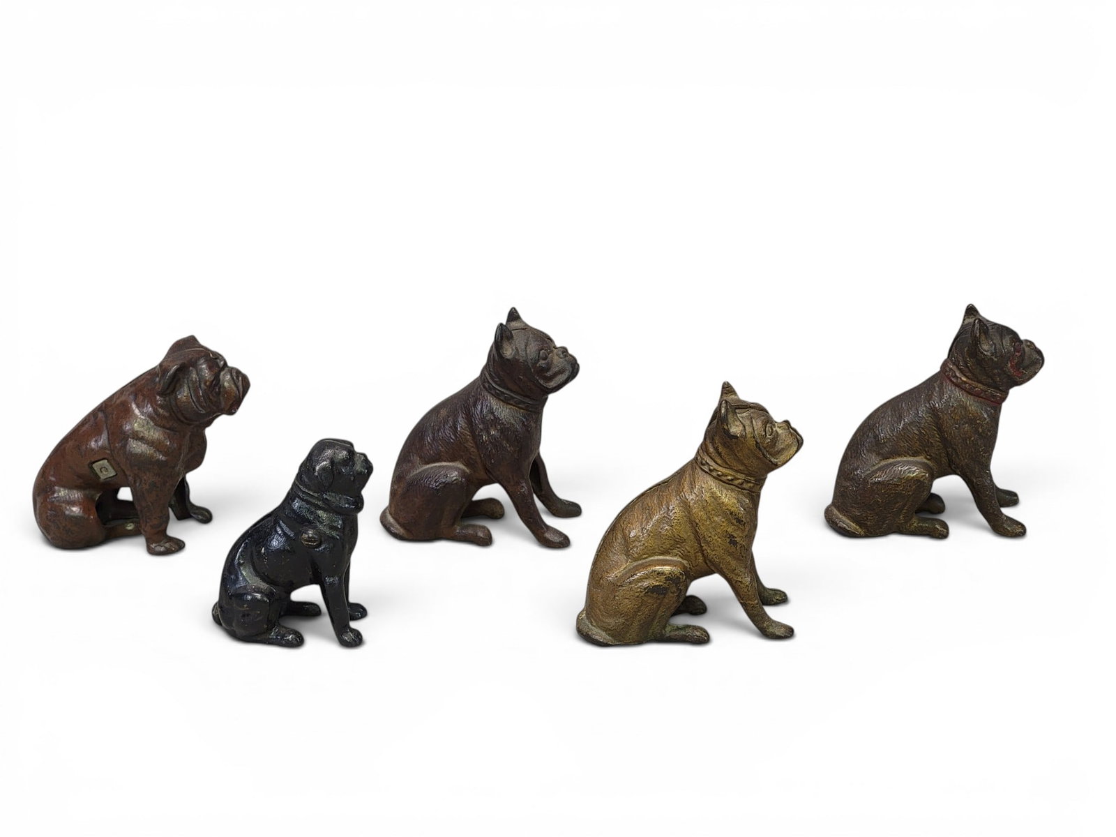 FIVE CAST IRON DOG BANKS (1 of 9)