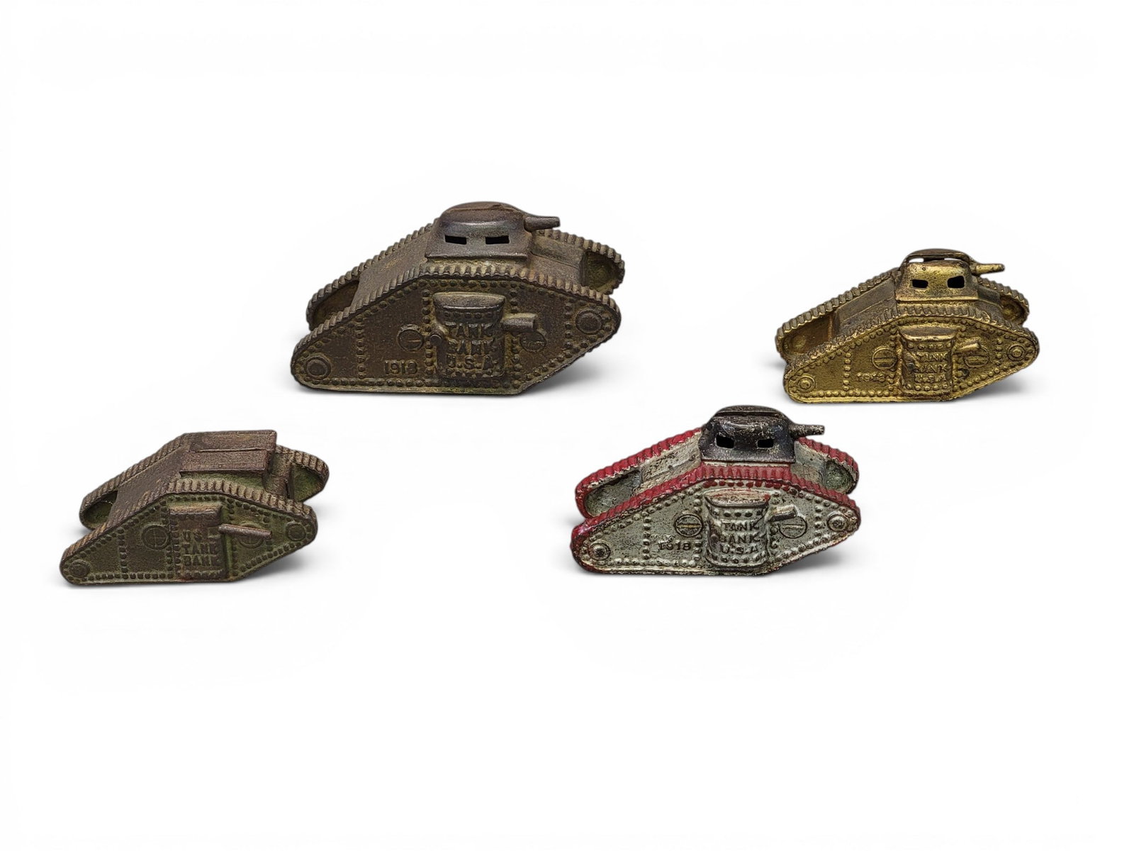 FOUR CAST IRON TANK BANKS (1 of 12)