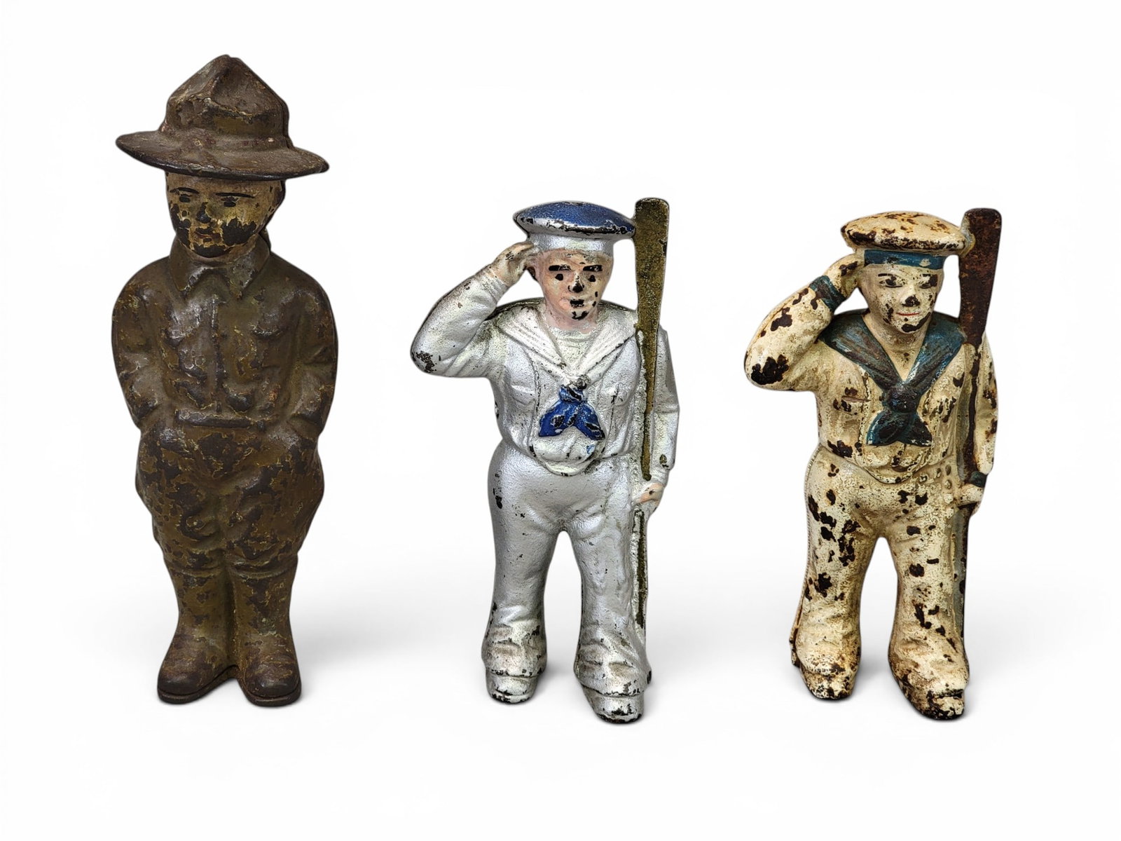 THREE CAST IRON MILITARY BANKS (1 of 7)