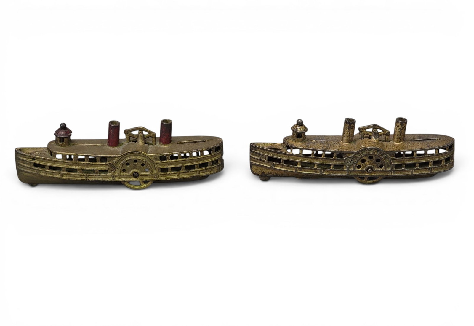 TWO CAST IRON STEAMBOAT BANKS (1 of 9)