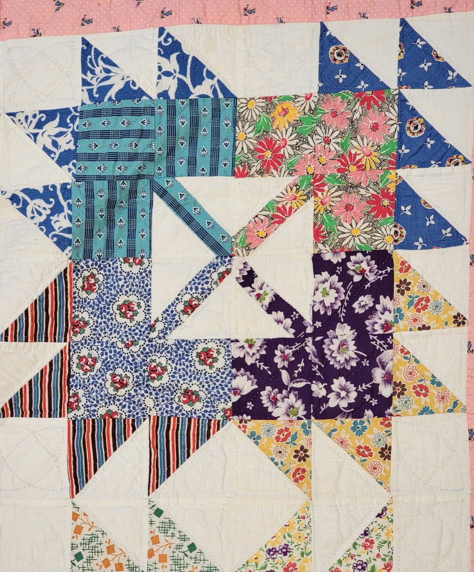 SIGNED AND DATED FEEDSACK QUILT - 4