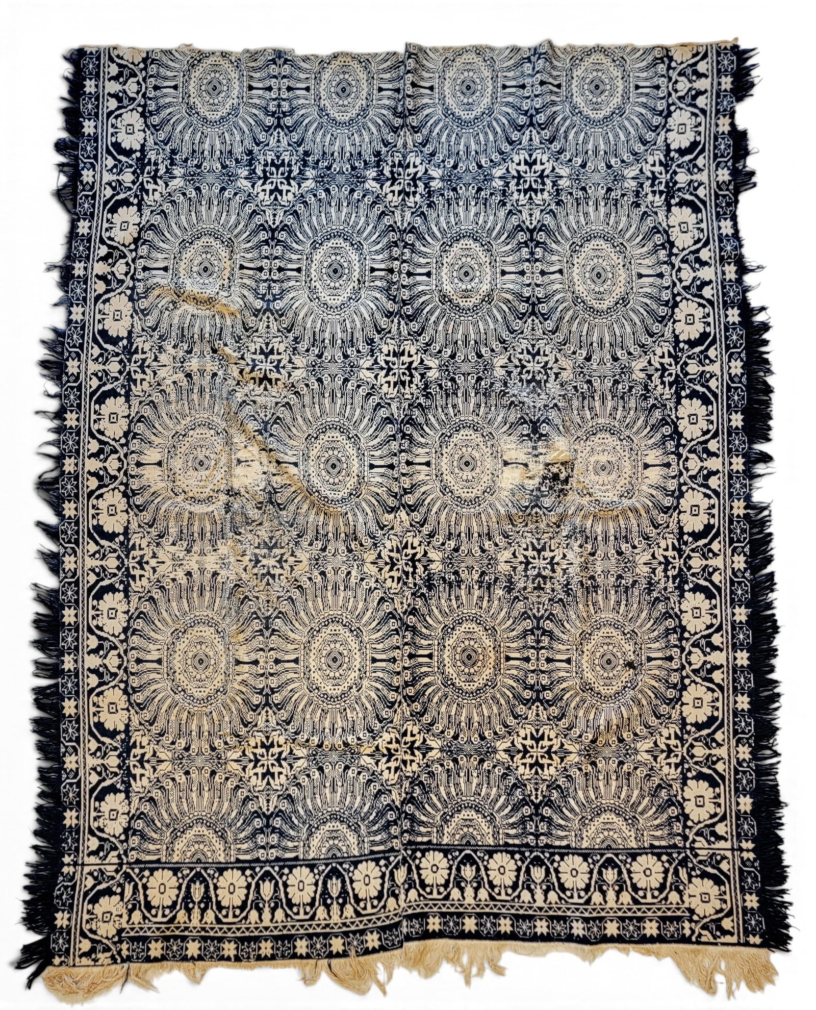 TWO JACQUARD COVERLETS - 2