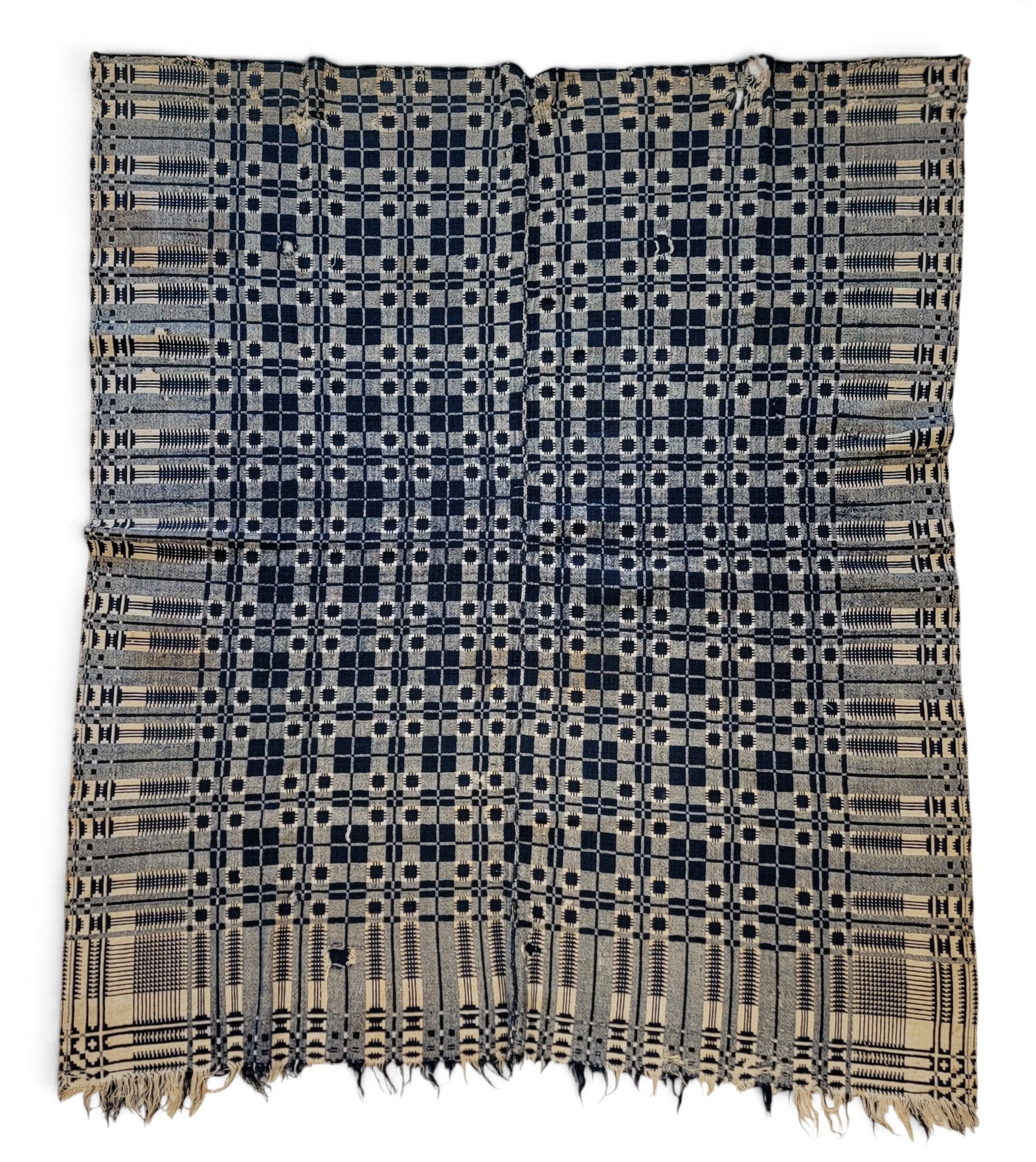 TWO OVERSHOT COVERLETS - 18