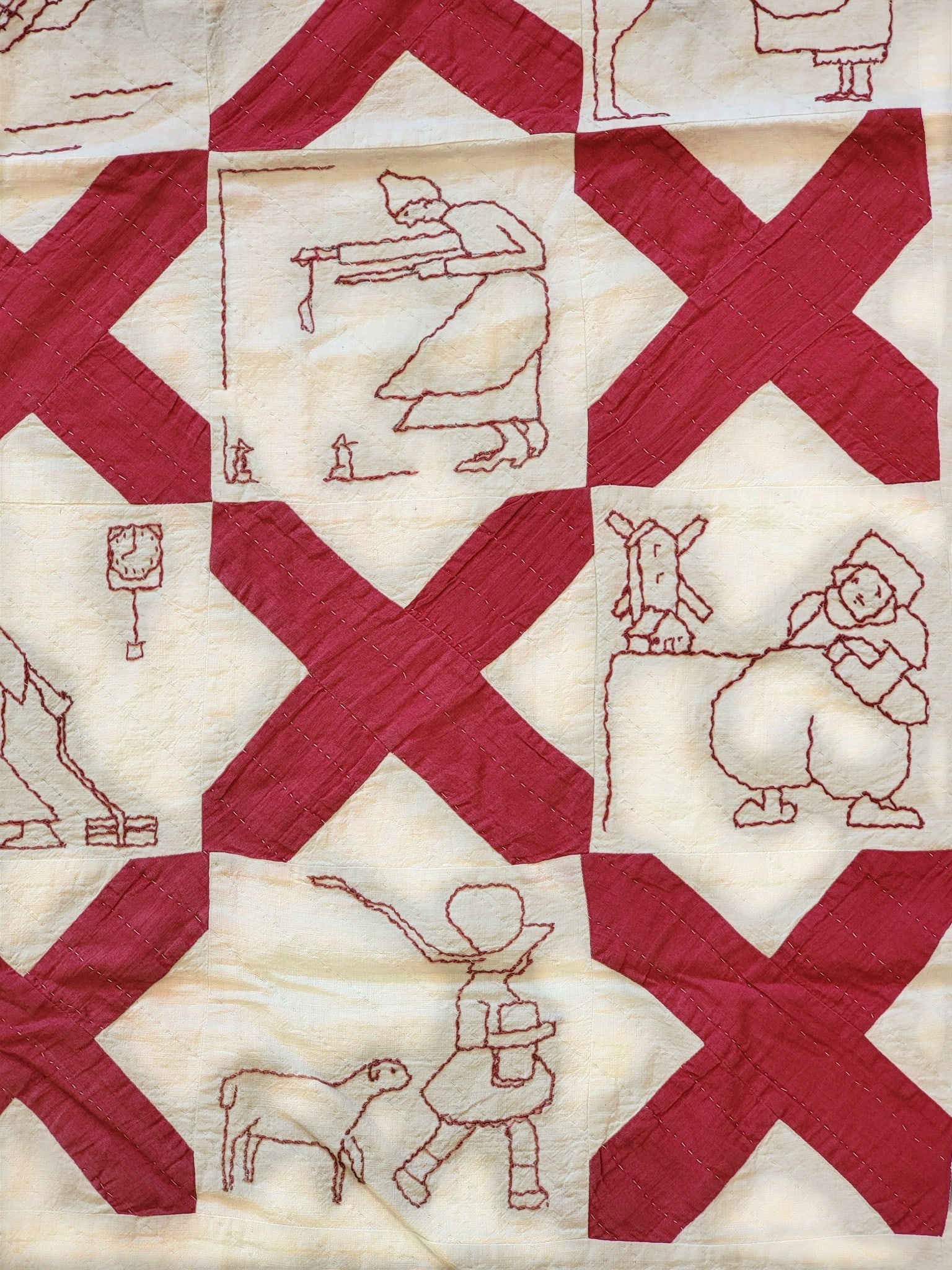 THREE REDWORK TEXTILES - 9