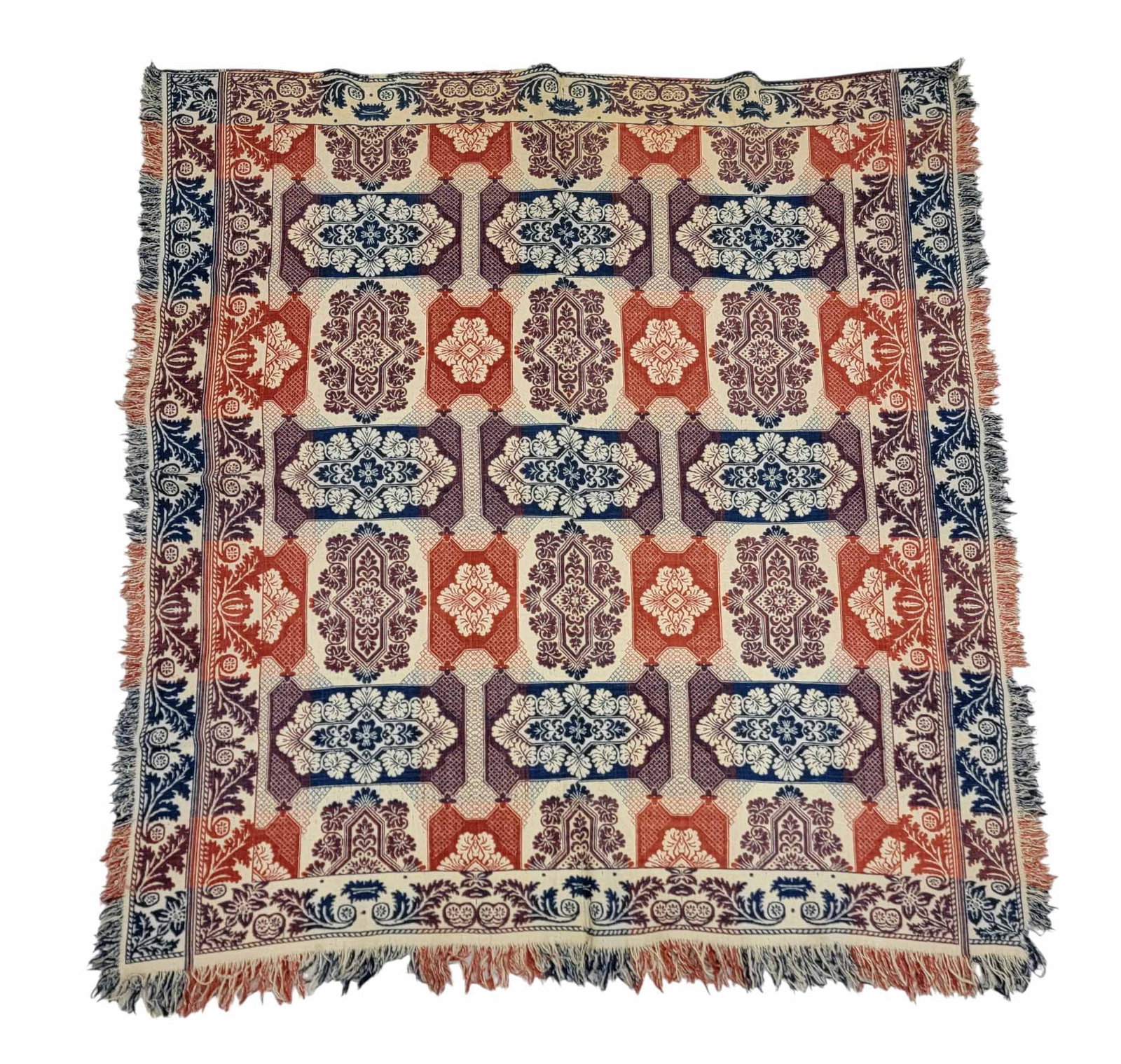 JACQUARD COVERLET, MID-19TH CENTURY (1 of 11)