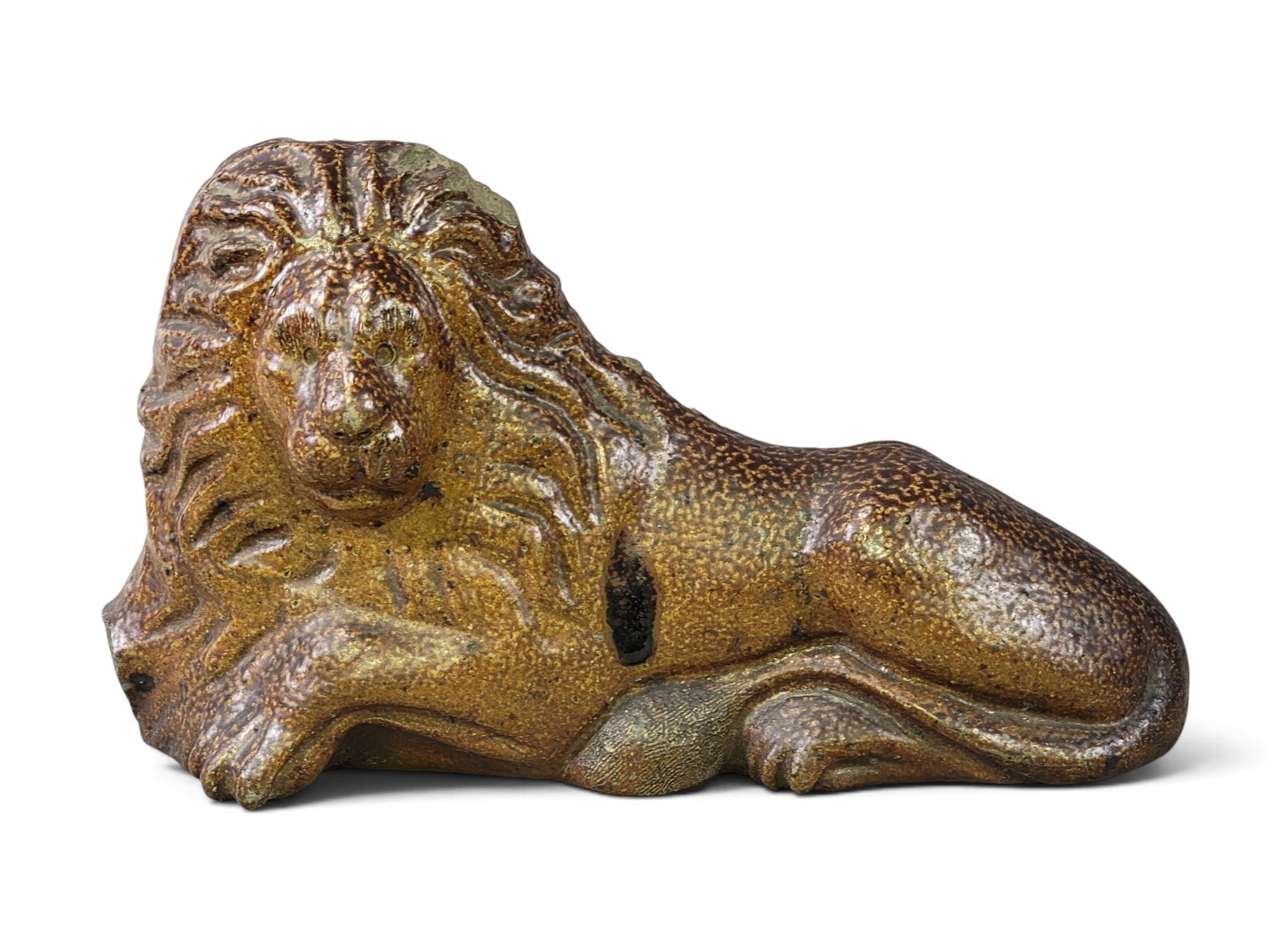 SEWER TILE LION DOORSTOP: Probably eastern Ohio, 1st half-20th century. Large molded lion, with some hand-detailing. 15" long. Provenance: an Ohio collection. NOTE: We are happy to answer questions and take additional photos
