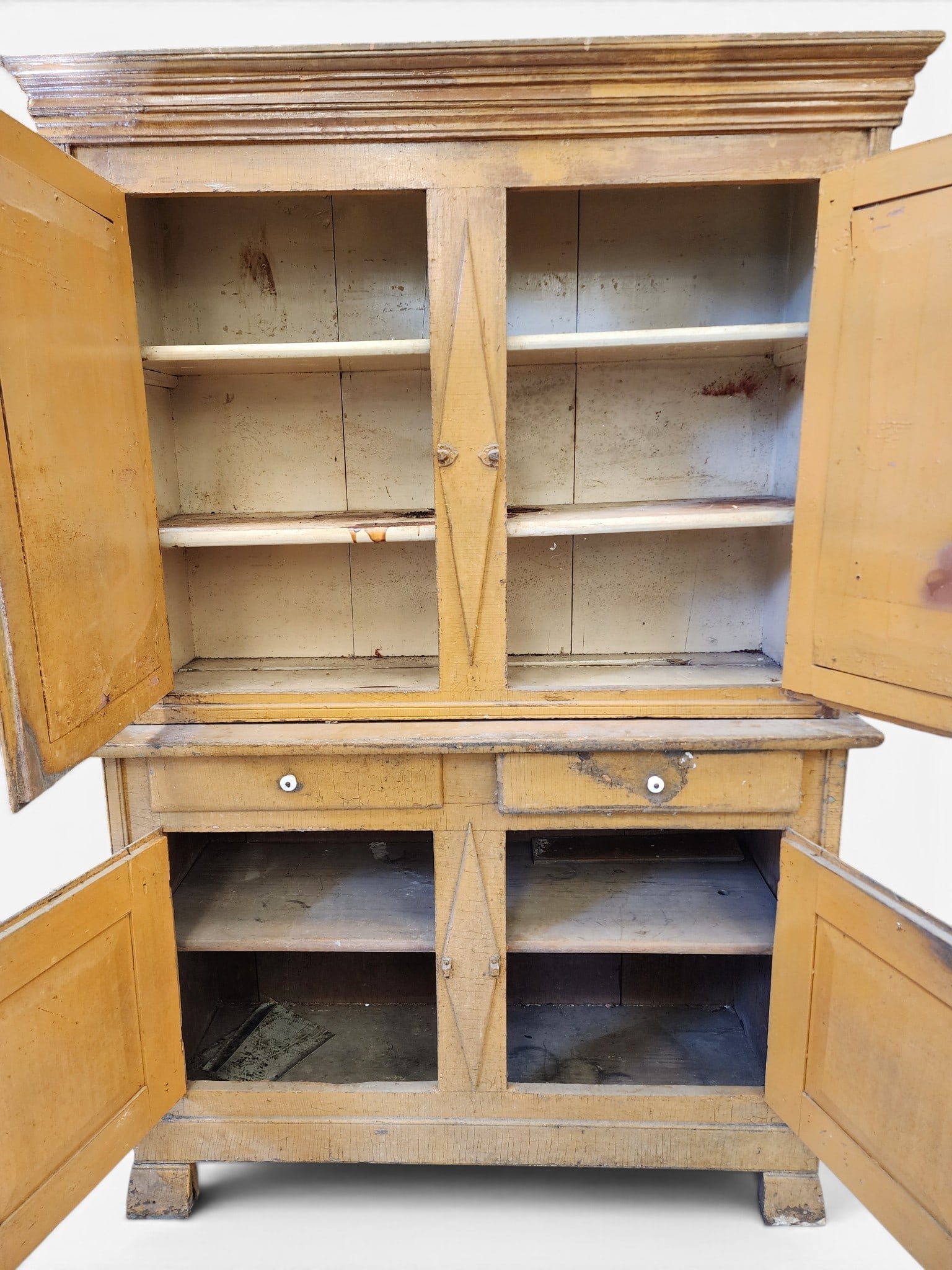 PAINTED STEP-BACK CUPBOARD - 8