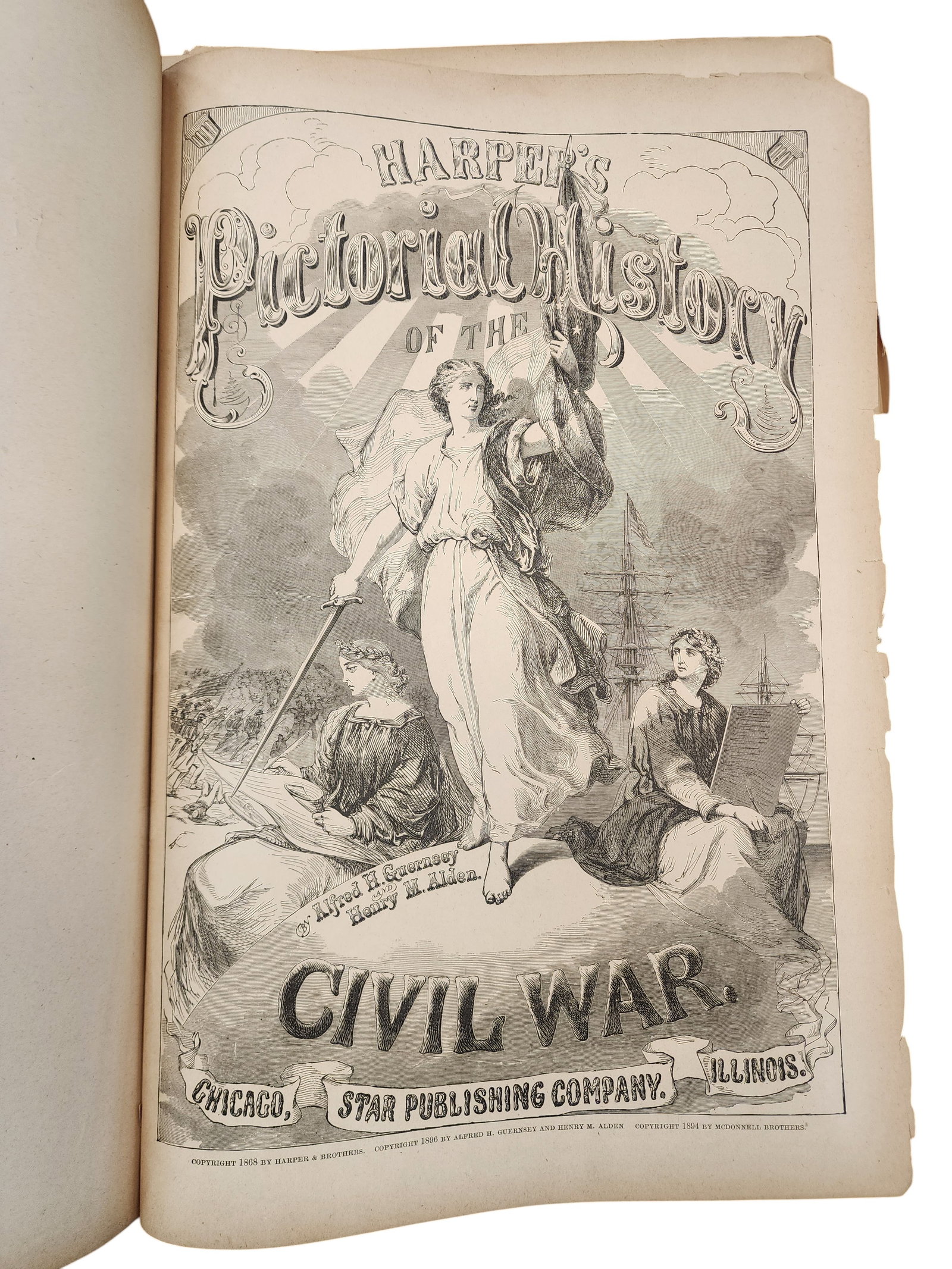 HARPER'S PICTORIAL HISTORY OF THE CIVIL WAR: Alfred H. Guernsey and Henry M. Alden, Chicago: Star Publishing, 1868/1894. 2 folio volumes, profusely illustrated. Provenance: a southeast Pennsylvania collection. NOTE: We are happy to answer