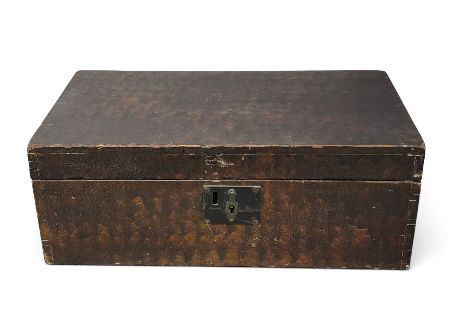DECORATED DOCUMENT BOX: American, 2nd quarter-19th century, poplar. Dovetailed box with original paint decoration. 5.5" high, 15.25" wide, 8.75" deep. Provenance: the collection of Marci and Dean Zimmerman, Cleveland, Ohio.