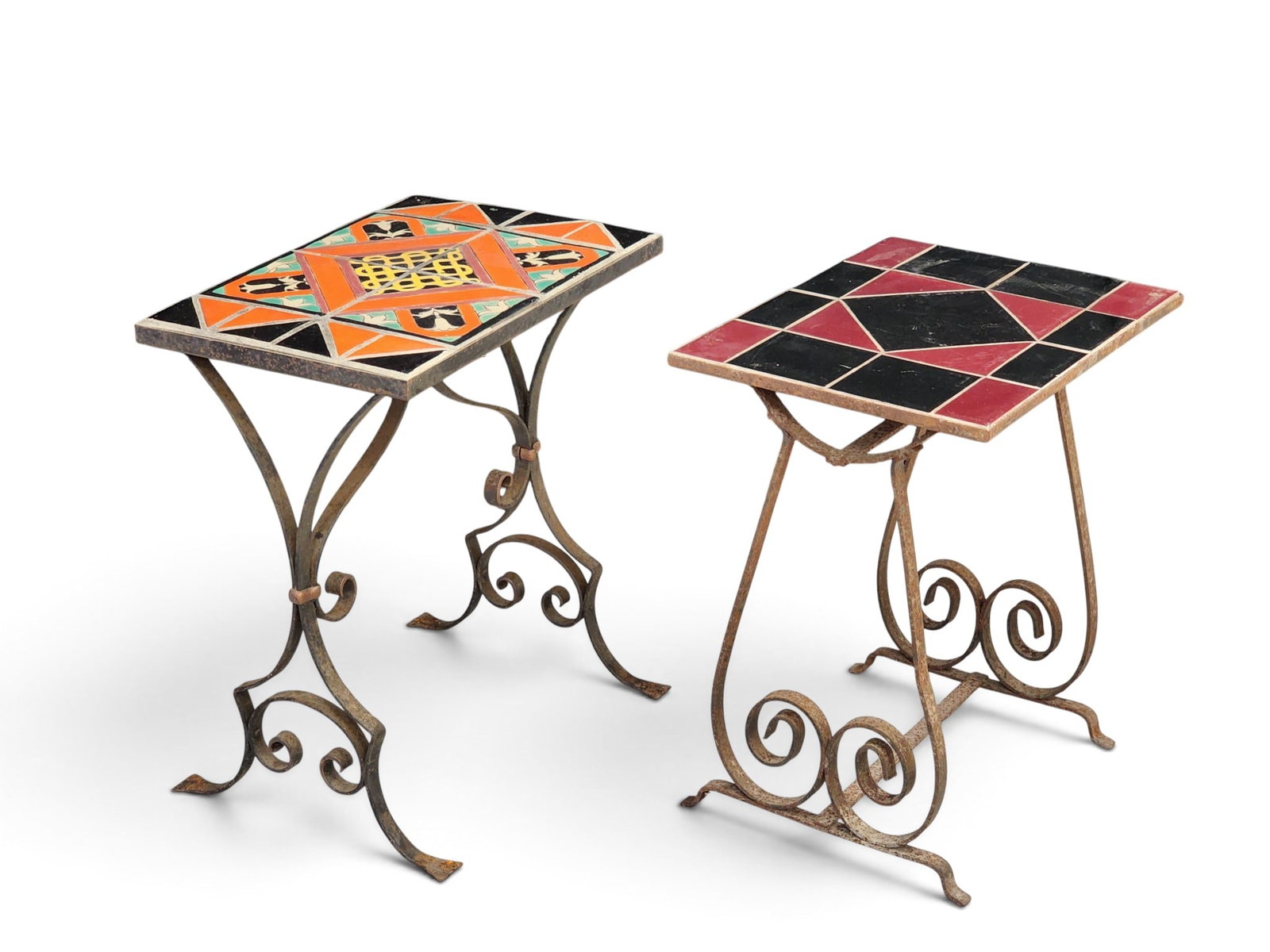 TWO CALIFORNIA TILE-TOP SIDE TABLES (1 of 5)