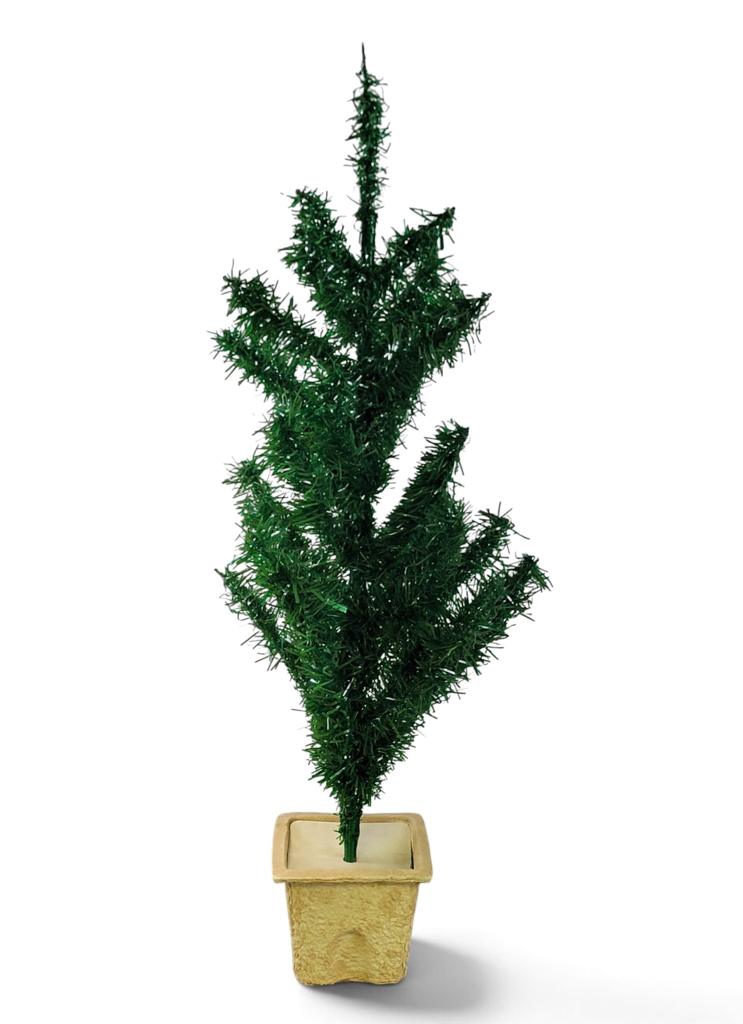 VINTAGE TABLE-TOP CHRISTMAS TREE: 20th century, with green cellophane branches, 29" high. Provenance: a Marietta, Ohio collection. NOTE: We are happy to answer questions and take additional photos of lots prior to the auction (the